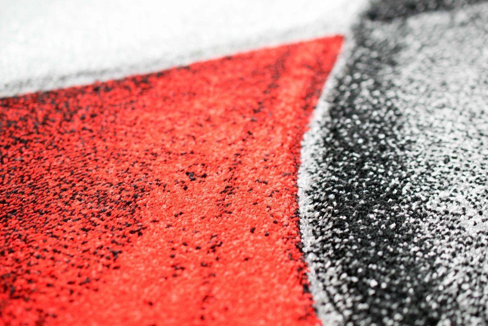 Carpetia Teppich Teppich modern Teppich Wohnzimmer Wellen rot grau schwarz, rechteckig, Höhe: 13 mm