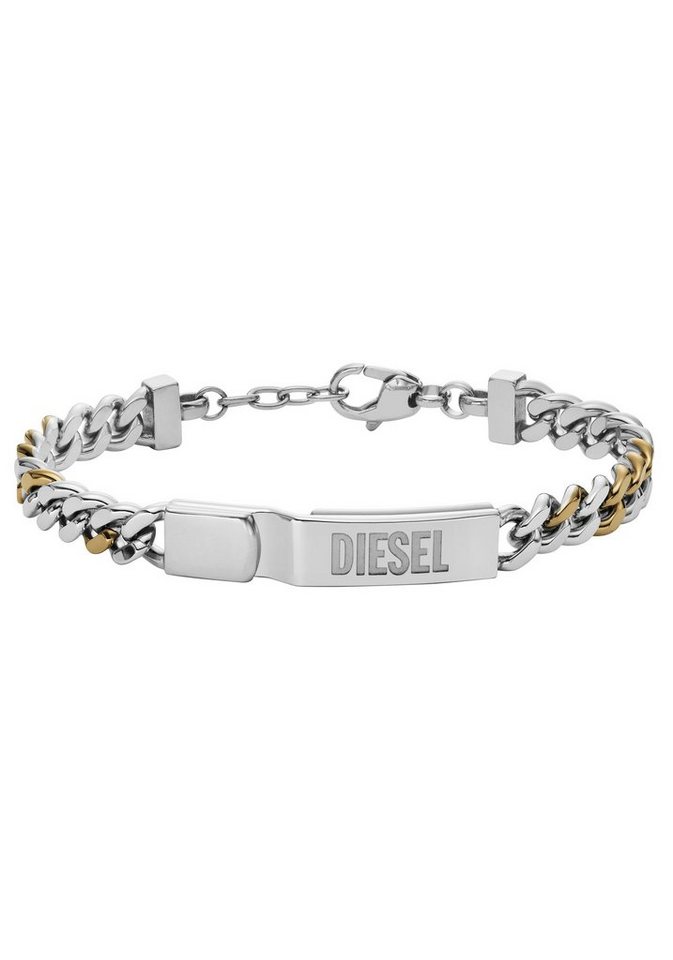 Diesel Armband Schmuck Edelstahl Armschmuck Panzerkette TWO-TONE, zu Hoodie,  Shirt, Jeans, Sneaker, Underwear, Parfüm - Geschenk!, Gesamtlänge ca. 22,5  cm, verstellbar