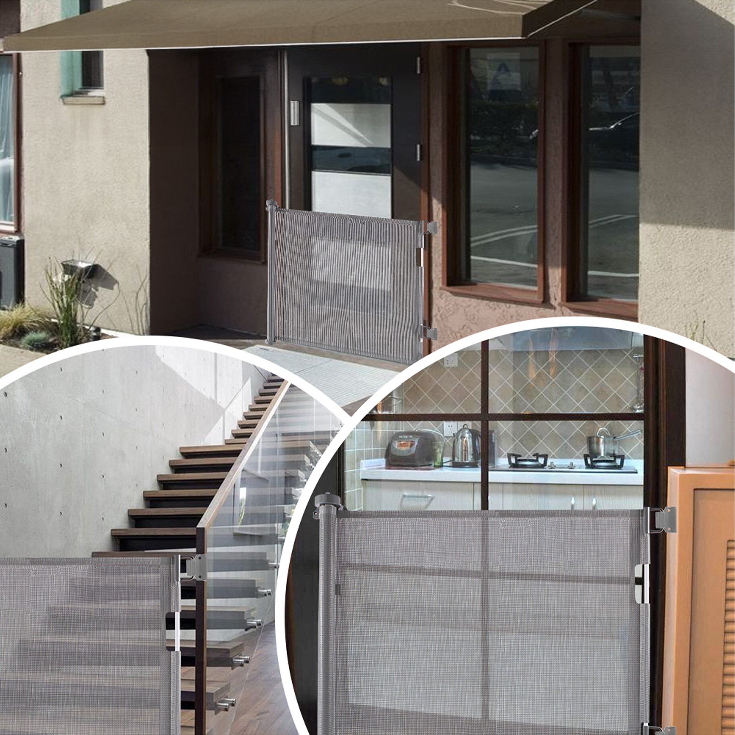 relaxdays Universalschutzgitter Ausziehbares Türschutzgitter, grau günstig online kaufen