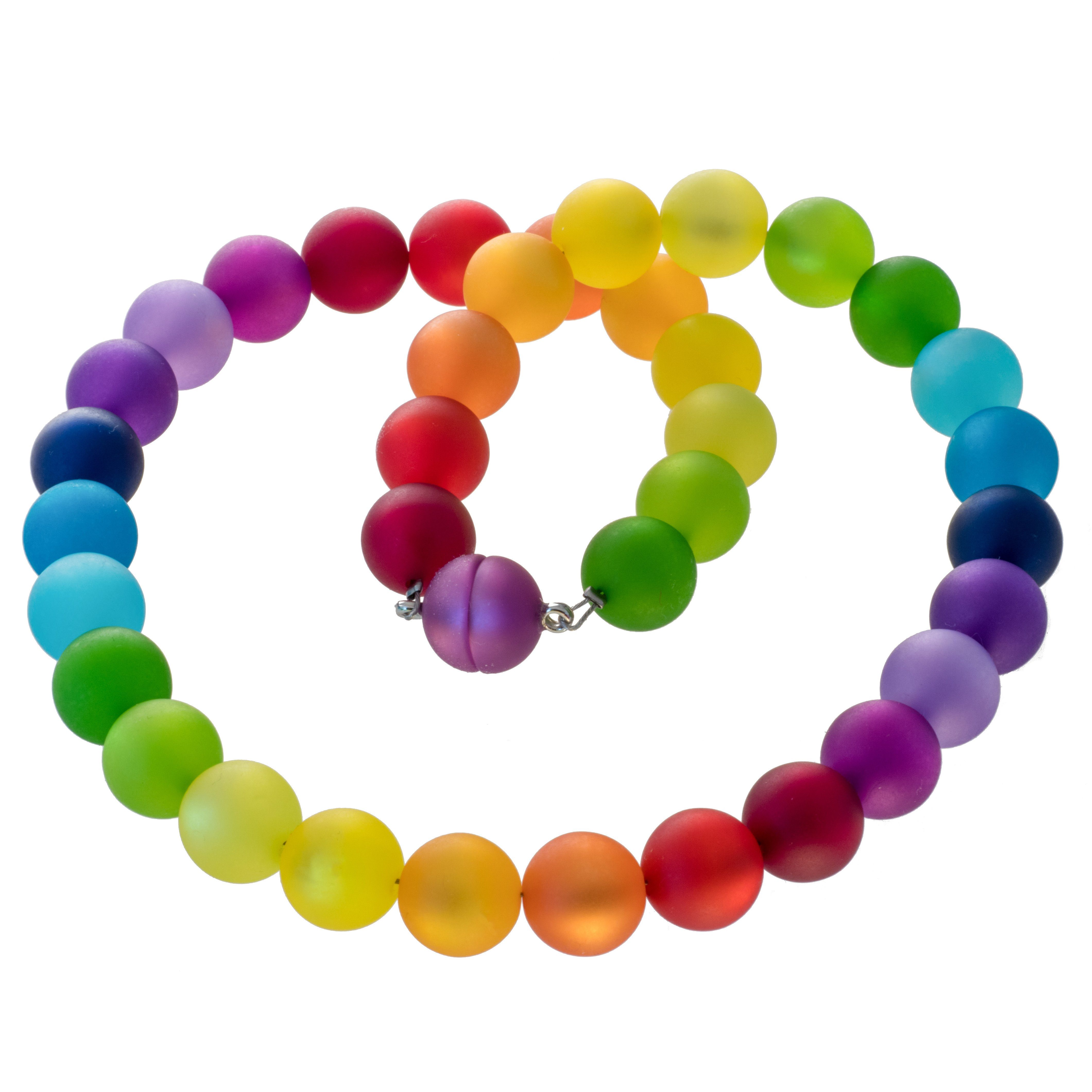 Perlenkette Polaris Perlen Kette 14 mm Regenbogen farben, Mit schillernden Polaris Perlen