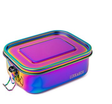 LEKKABOX Lunchbox Rainbow Safe, 800ml - Kinder Edelstahl Brotdose 3 Fächer auslaufsicher, Brotzeitdose