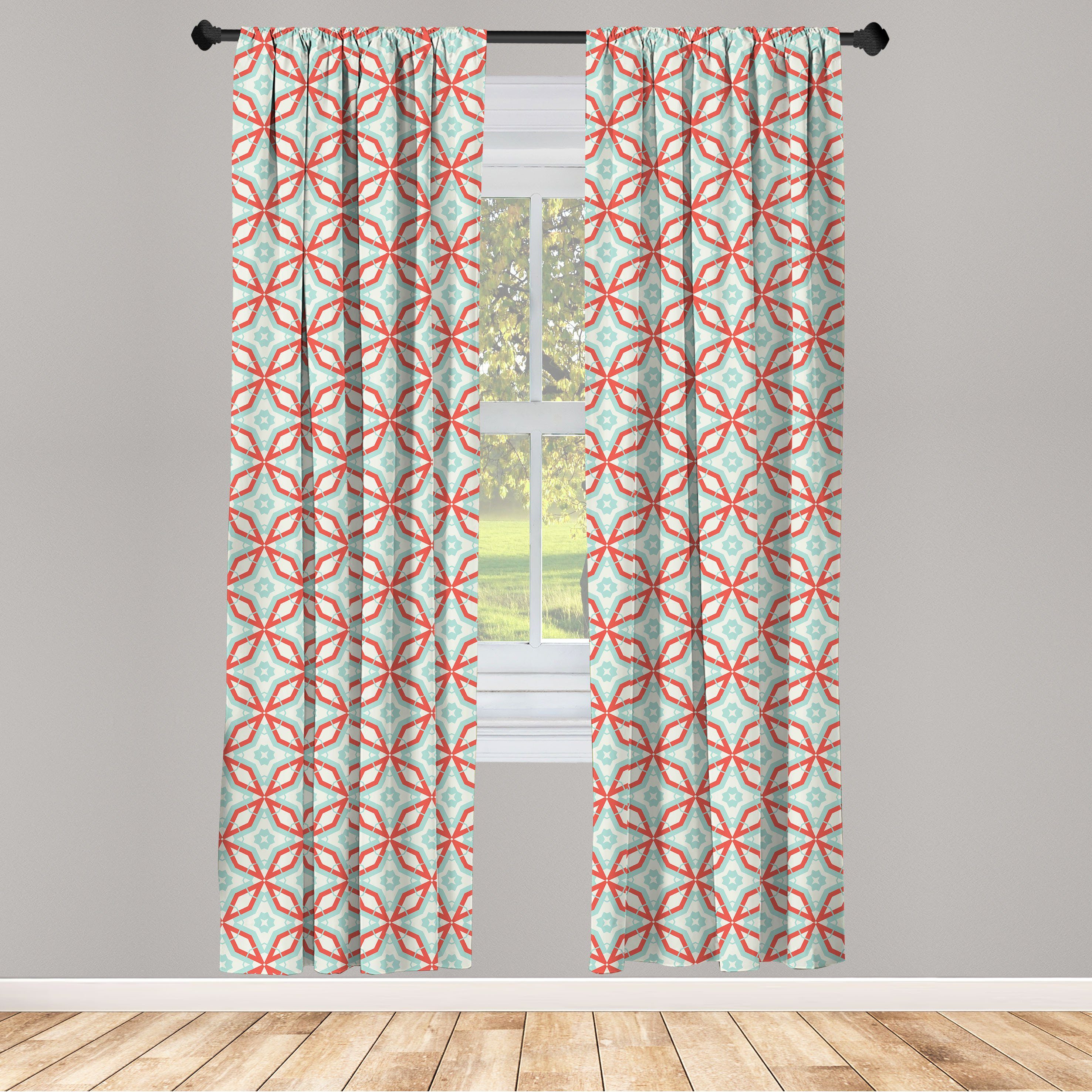 Gardine Vorhang für Wohnzimmer Schlafzimmer Dekor, Abakuhaus, Microfaser, Abstrakt Zierblumen Inspired
