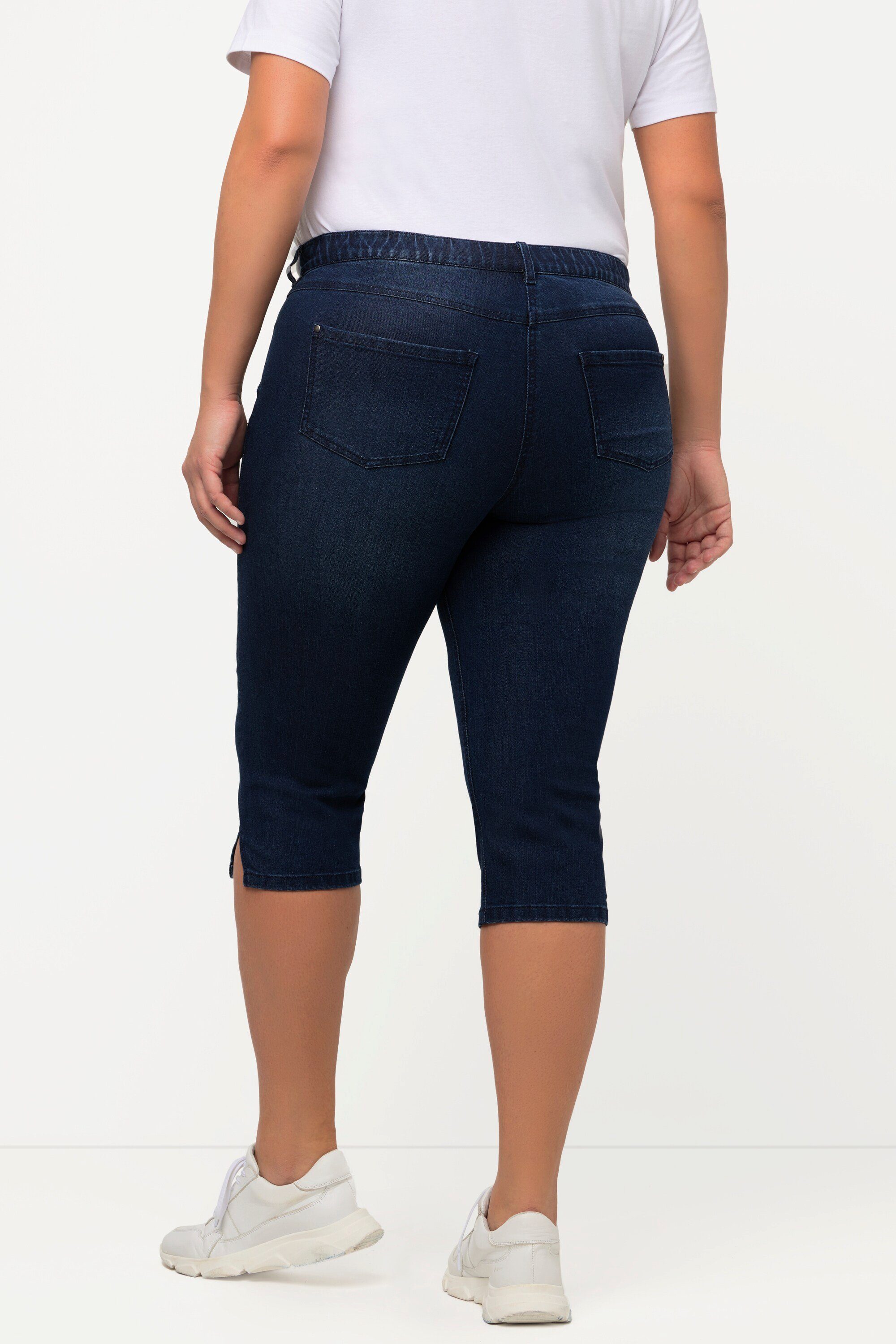 Ulla Popken Funktionshose denim schmale Sarah Capri Jeans blue 5-Pocket-Form