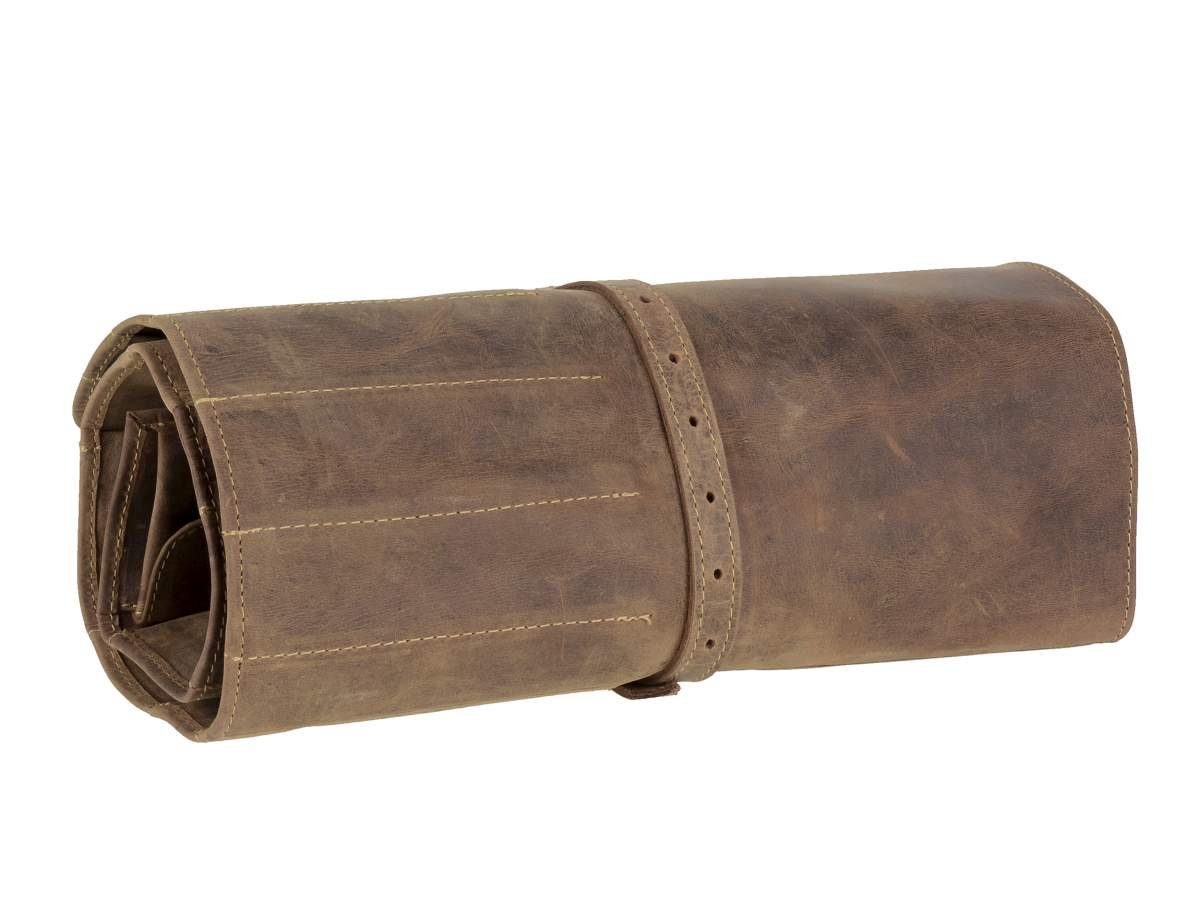 Greenburry Werkzeugtasche Vintage Leder mit 13 Fächern Rolltasche ungefüllt, Werkzeugrolle, Rolltasche, 13 Fächer, Antikleder – Bild 5 von 5