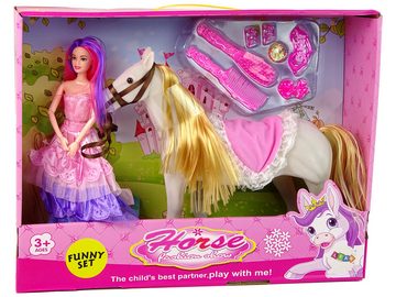 LEAN Toys Spielfigur Prinzessin-Puppe Zubehör Pony Figuren Set Puppe Pferd Spielzeug Tier