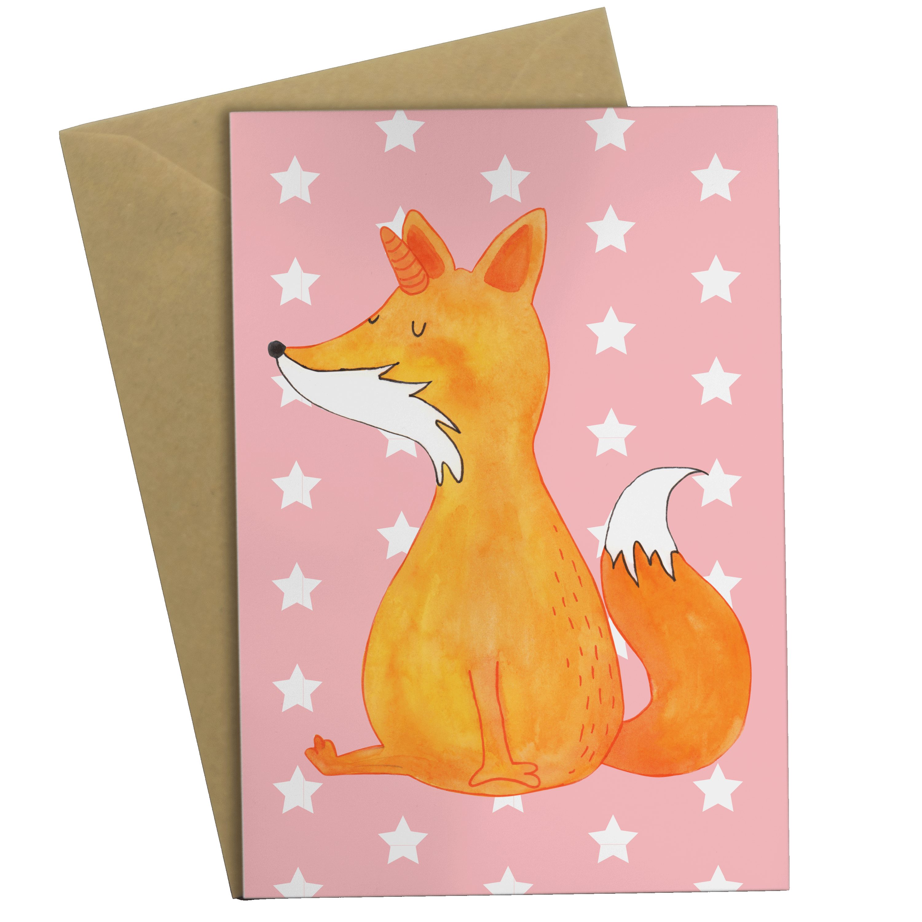 Mr. & - Fuchshörnchen Geschenk, Grußkarte - Wunsch Einhorn Panda Rot Pegasus Mrs. Deko, Pastell