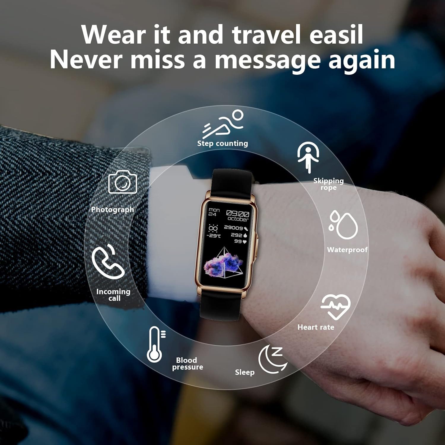 Kesasohe Damen's IP68 Wasserdicht Fitness tracker; Sportuhr 124 Sportmodi Smartwatch (4 cm/1,47 Zoll, Android iOS), mit SpO2 Herzfrequenzmessung Schlafmonitor und Musikkontrolle