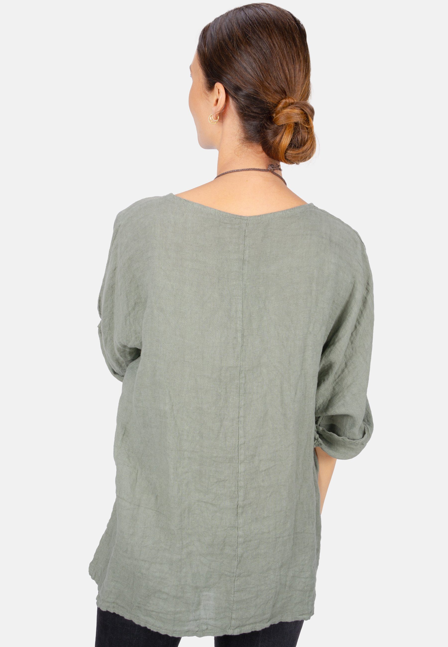 Seasons of April Kurzarmbluse LINA OVERSIZED Weit geschnittene Leinenbluse