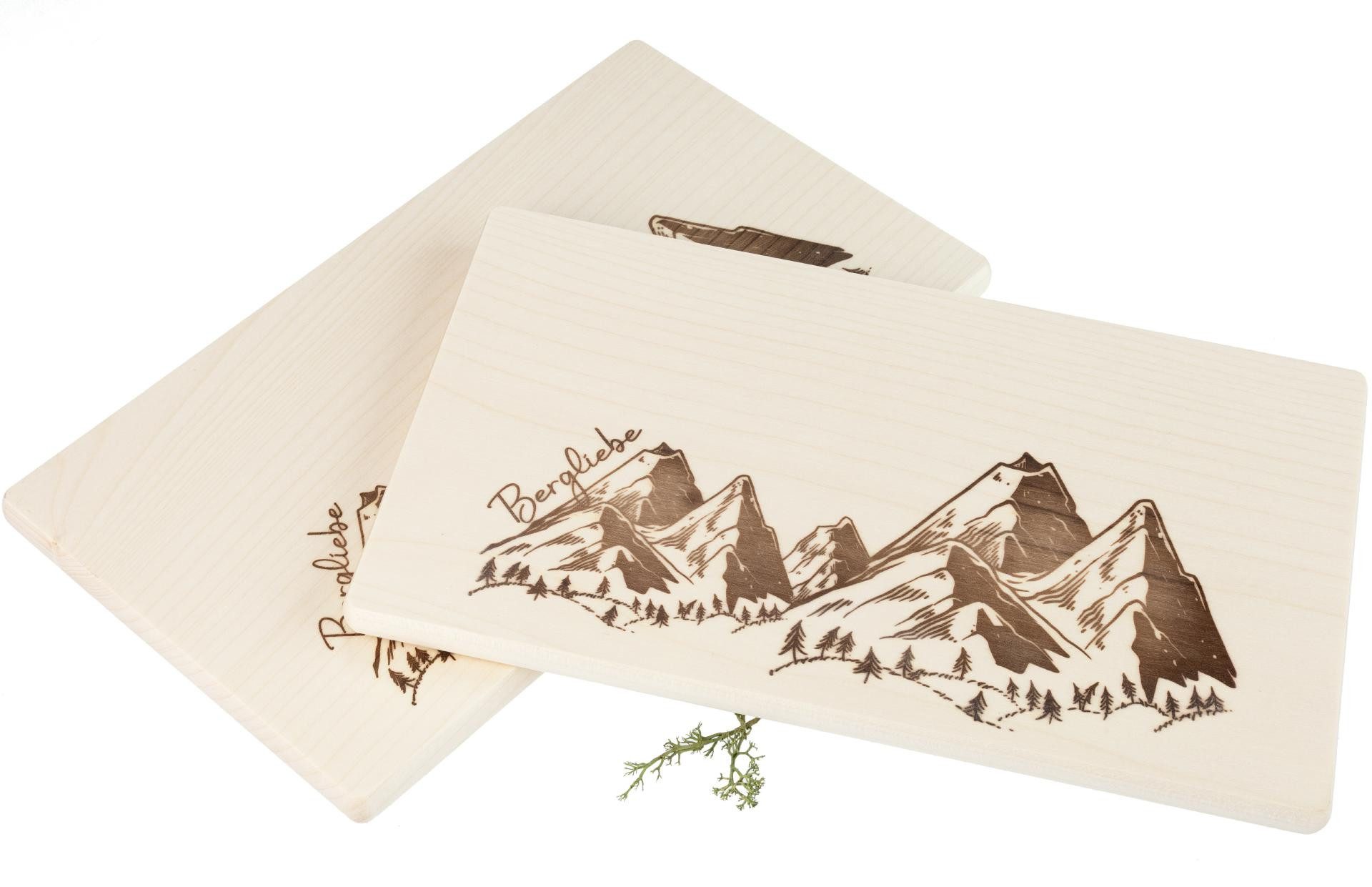 Holz Frank Frühstücksbrett Frühstücksbrett FSC® Ahorn 26 x 15 x 1,2 cm - Bergliebe Berg Panorama, Holz