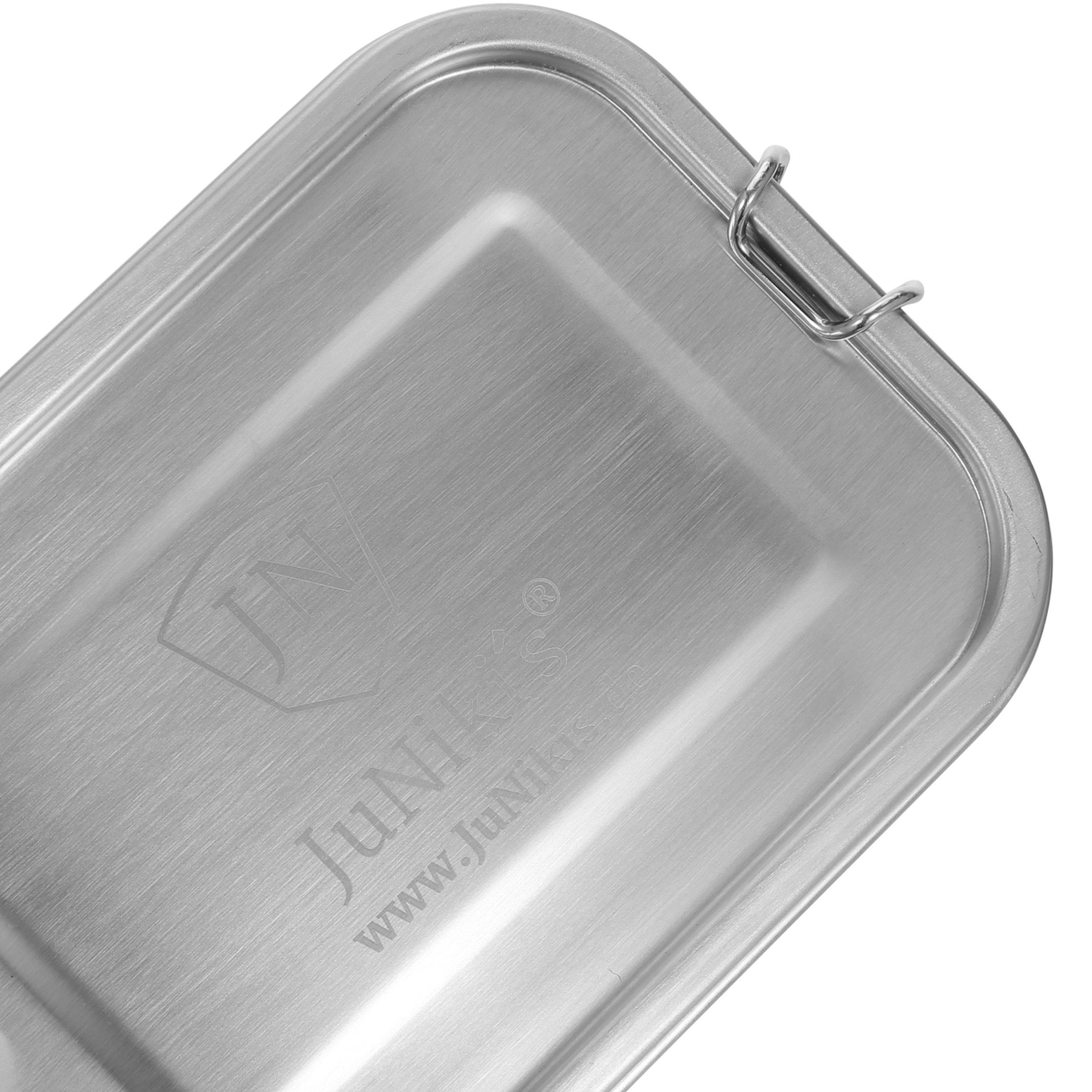 JN JuNiki´s Lunchbox Premium-Schüler-Set Kohlensäure Trinkflasche JuNiki´s® aus Orange Edelstahl, isolierte Vorteilspreis Double Lunchbox auch einzigartige und zum - auslaufsicher mit Im 550ml bei Deckel, Set Neck®