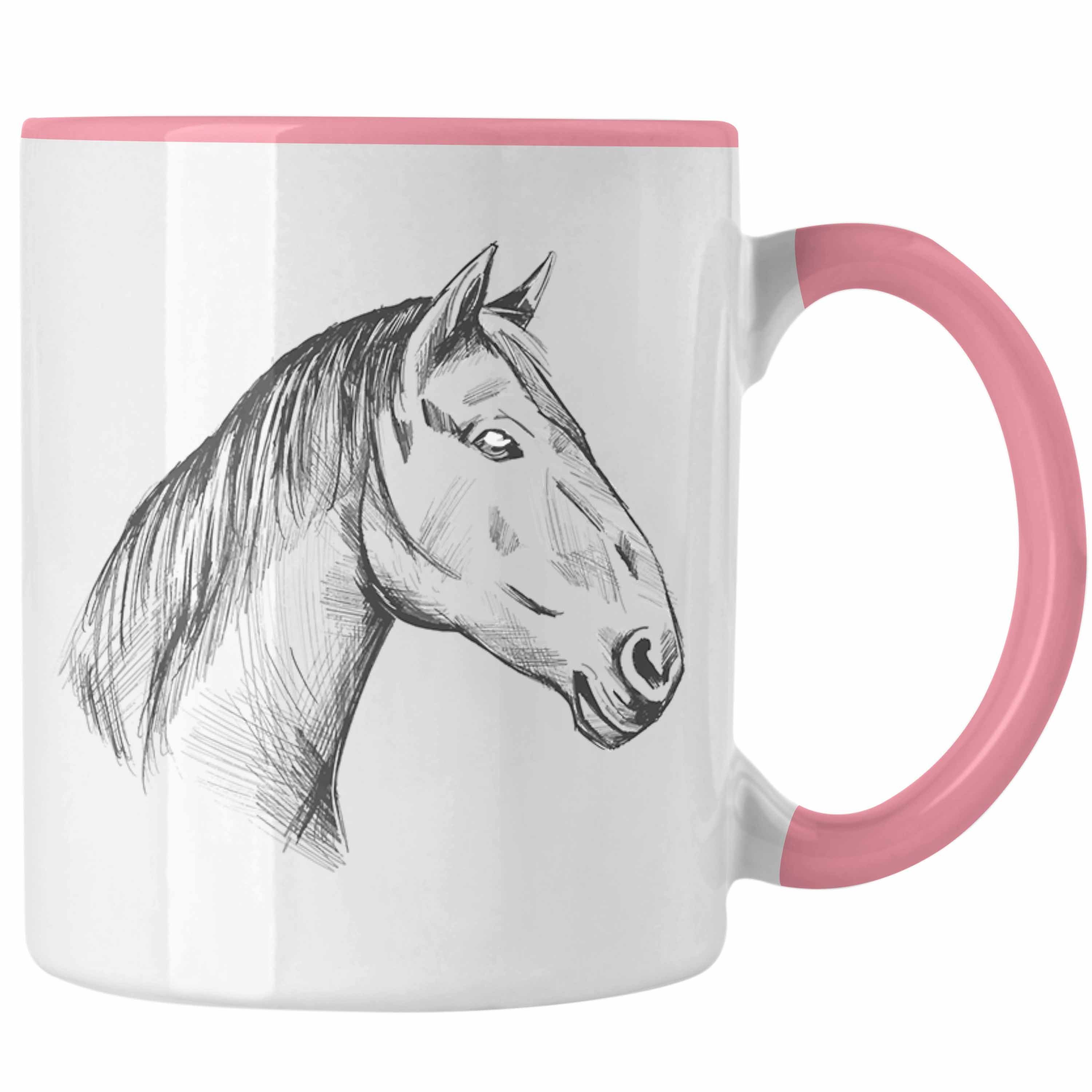 Trendation Tasse Pferde Tasse Lustig Reiterin Geschenk Pferde Geschenke Mädchen Pferdeliebhaber Rosa