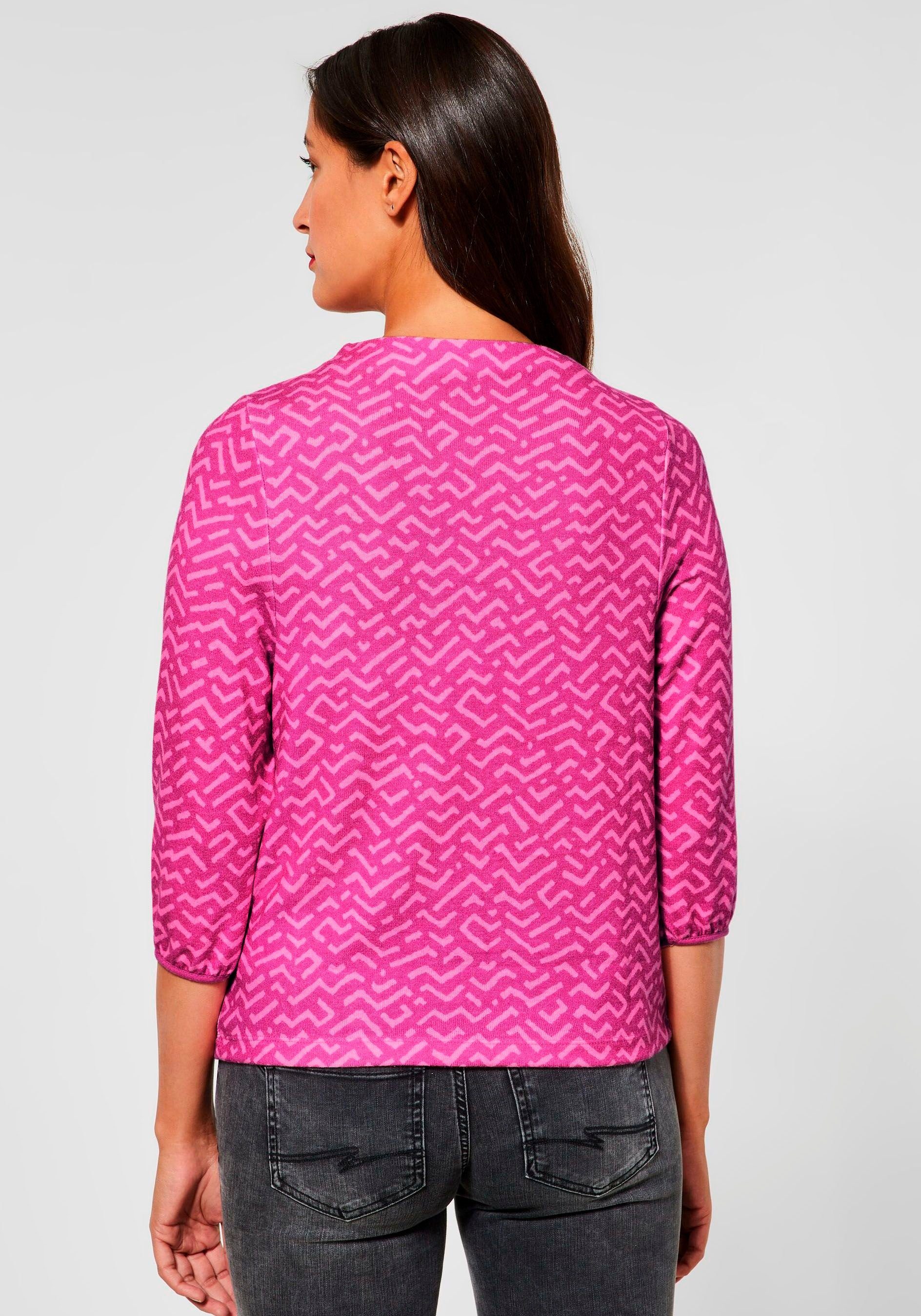 STREET ONE Print-Shirt mit Zick-Zack-Muster pink lavish