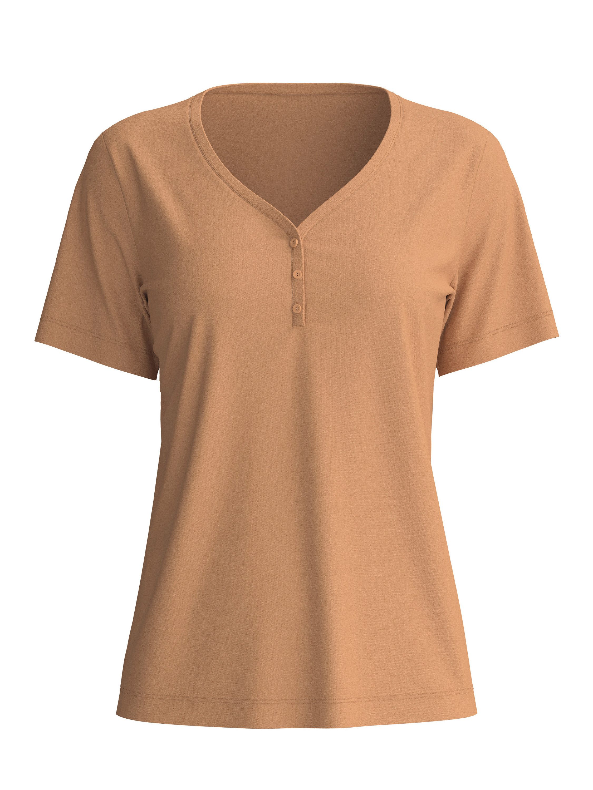 CALIDA Kurzarmshirt Sleep Over M&M Damen (1-tlg) mit Knopfleiste und weicher Qualität