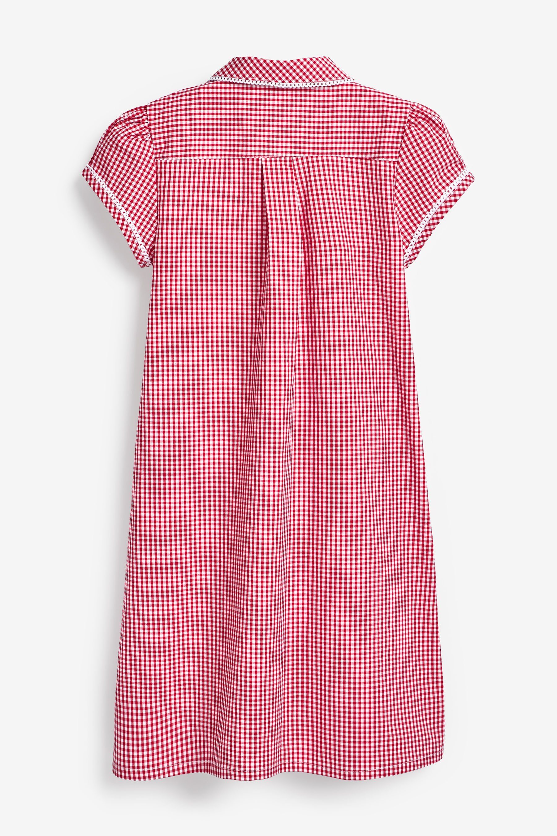 Next Karokleid Kleid mit Vichykaros, Knopfleiste + Spitzenbesatz (1-tlg)