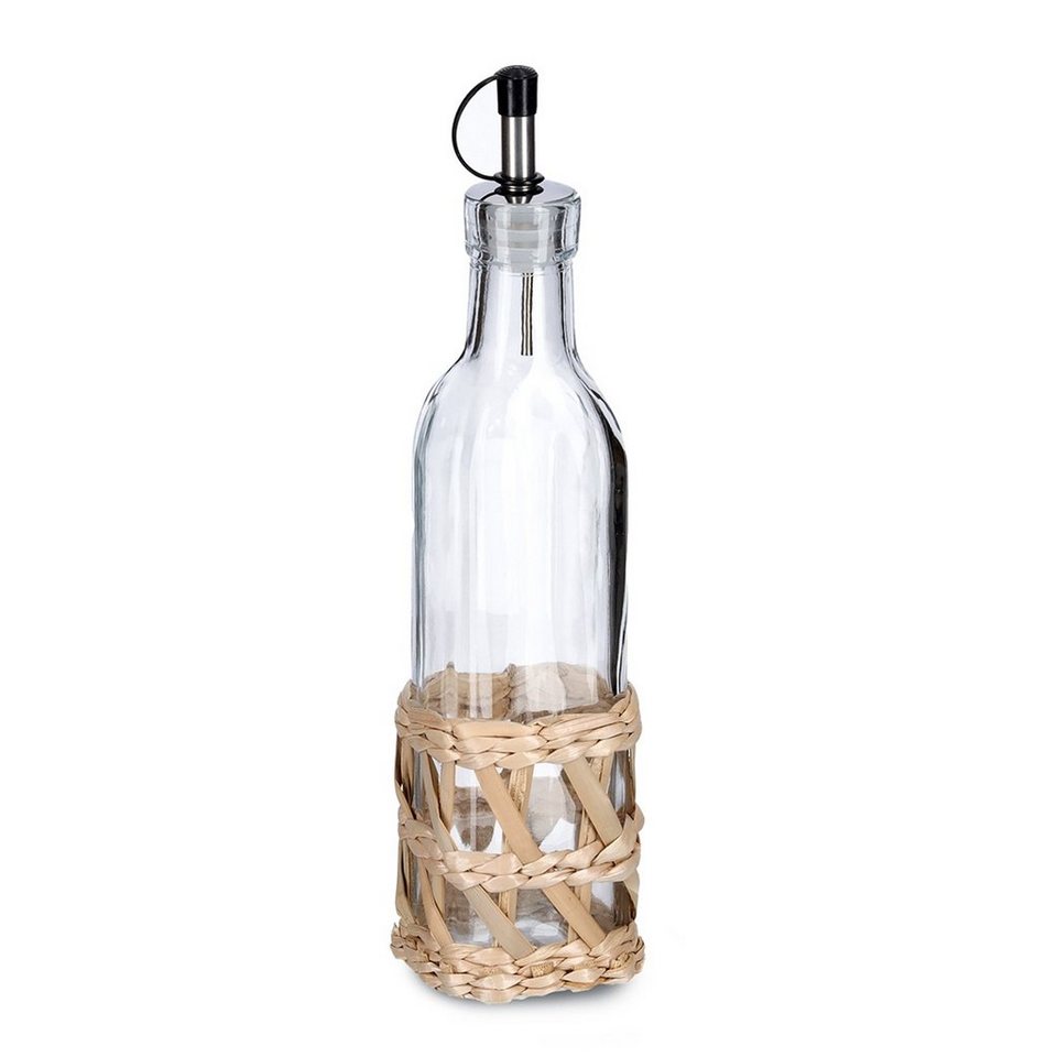 (Stück, Neuetischkultur Essig-/Ölflasche mit 1- zum Glasflasche Strohgeflecht, Glasflasche 1 Glas, tlg., Naturfaser), Ölspender Befüllen