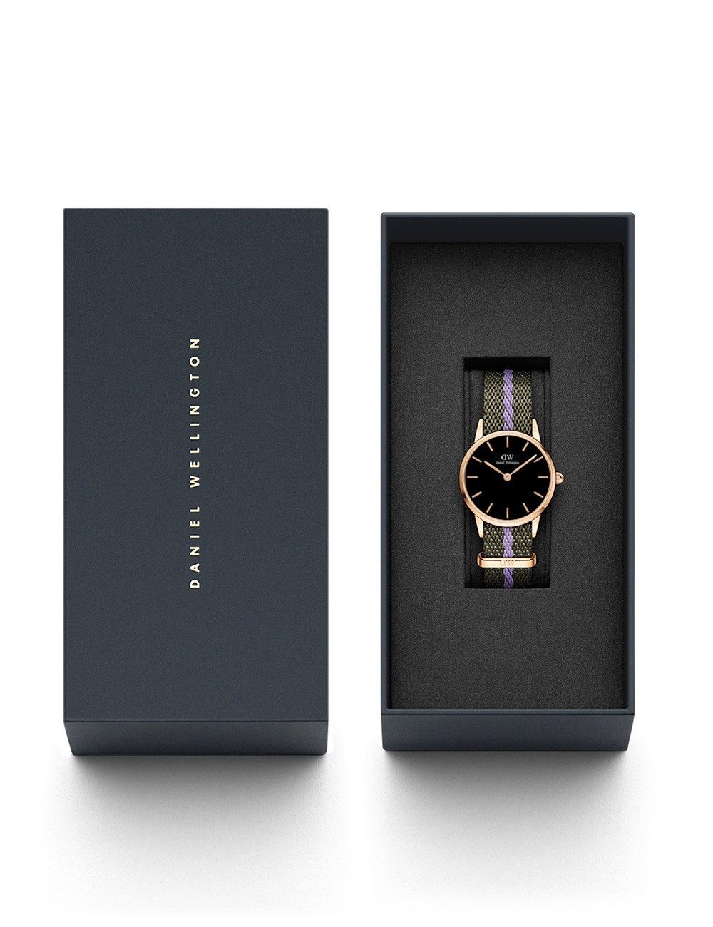 Daniel Wellington Quarzuhr Daniel Wellington DW00100680 Damenuhr Iconic NATO Green/Purple 28mm 3A Daniel Wellington DW00100680 Damenuhr Iconic NATO Green/Purple 28mm 3ATM