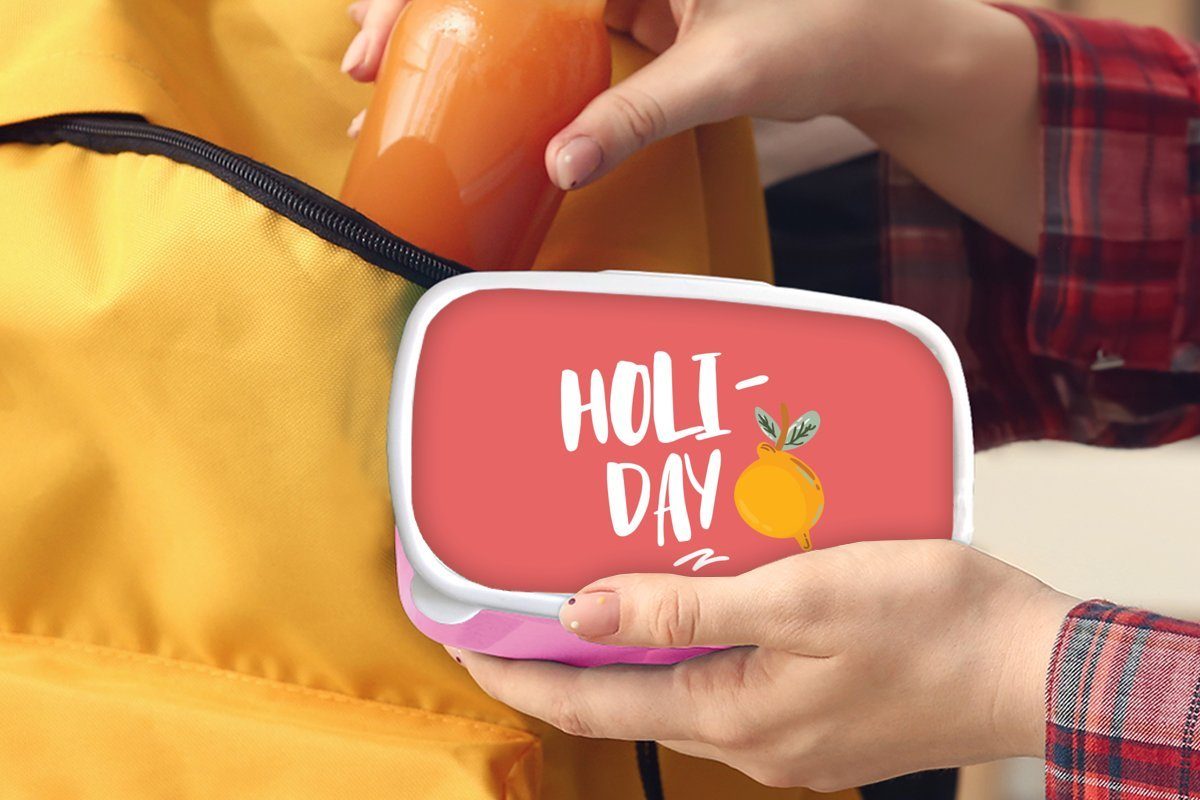 MuchoWow Lunchbox - Kunststoff - Erwachsene, für Sommer Obst Snackbox, (2-tlg), Mädchen, rosa Kunststoff, Brotbox Kinder, Zitrone, Brotdose