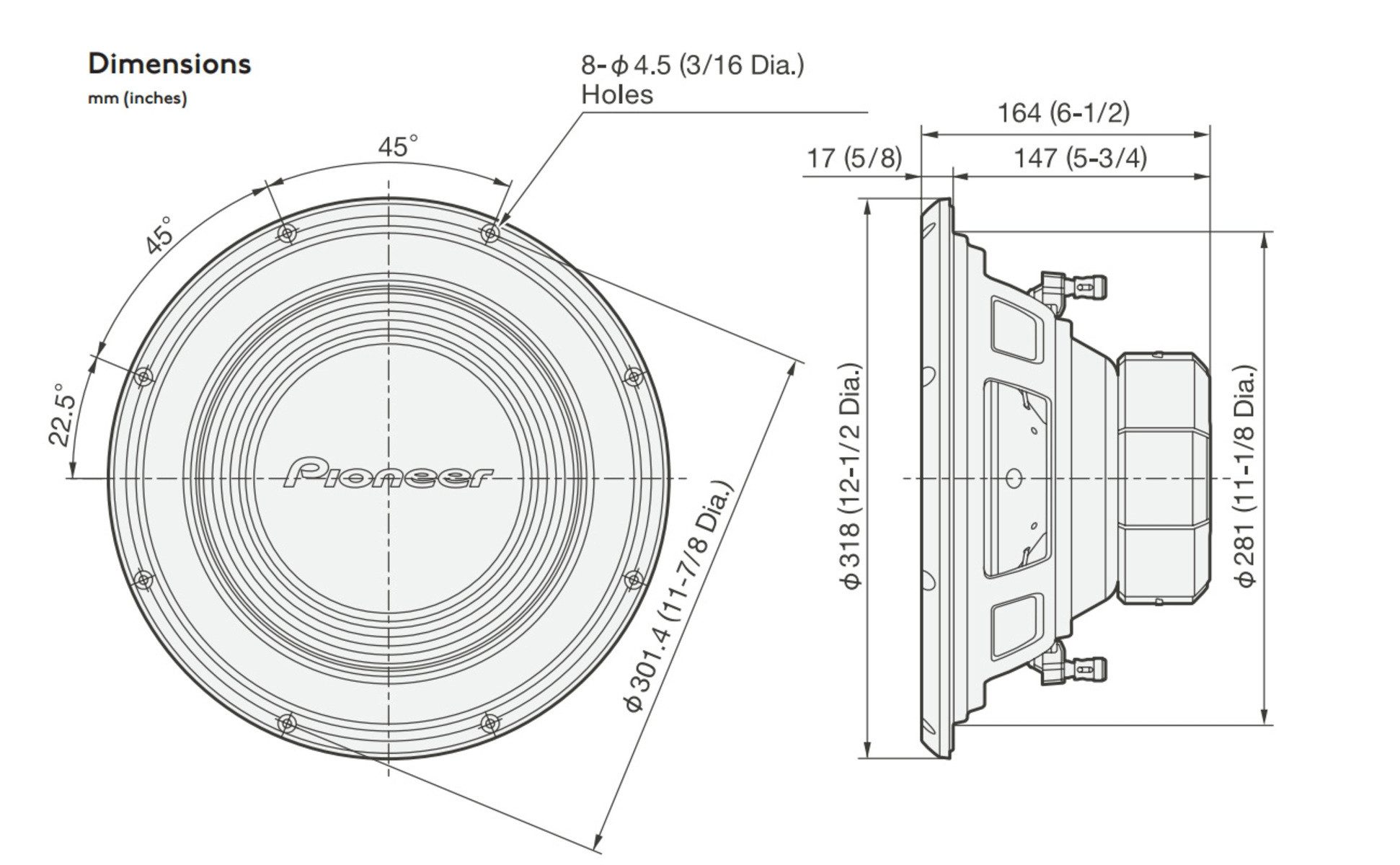 Pioneer TS-A300D4 30cm Subwoofer Auto-Subwoofer (500 W, max.: W 30 cm)