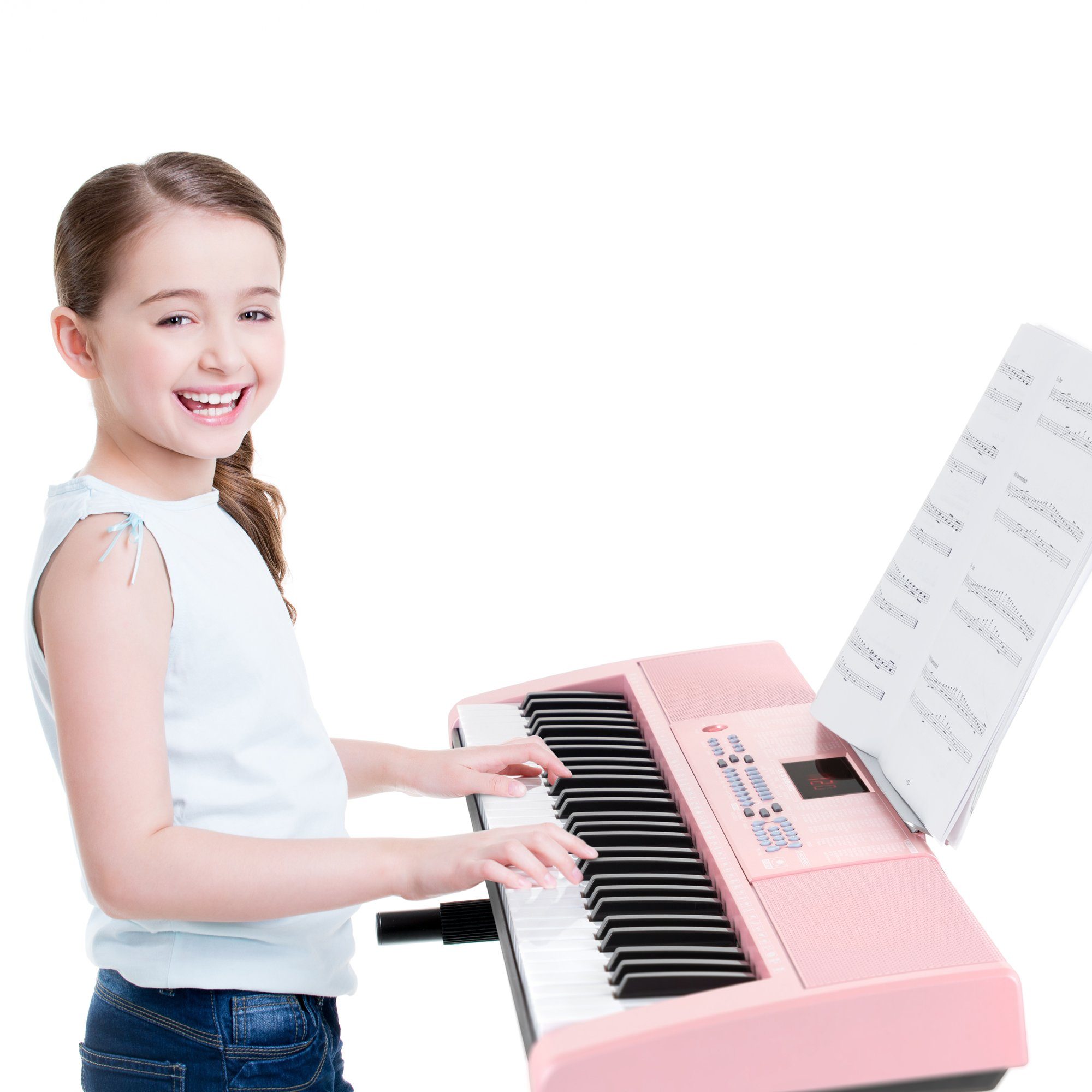 McGrey Home-Keyboard LK-6120-MIC - Einsteiger-Keyboard mit 61 Leuchttasten (2-St., Inkl. Mikrofon und Notenhalter), 255 Sounds und Rhythmen - 50 Demo Songs mit Lernfunktionen