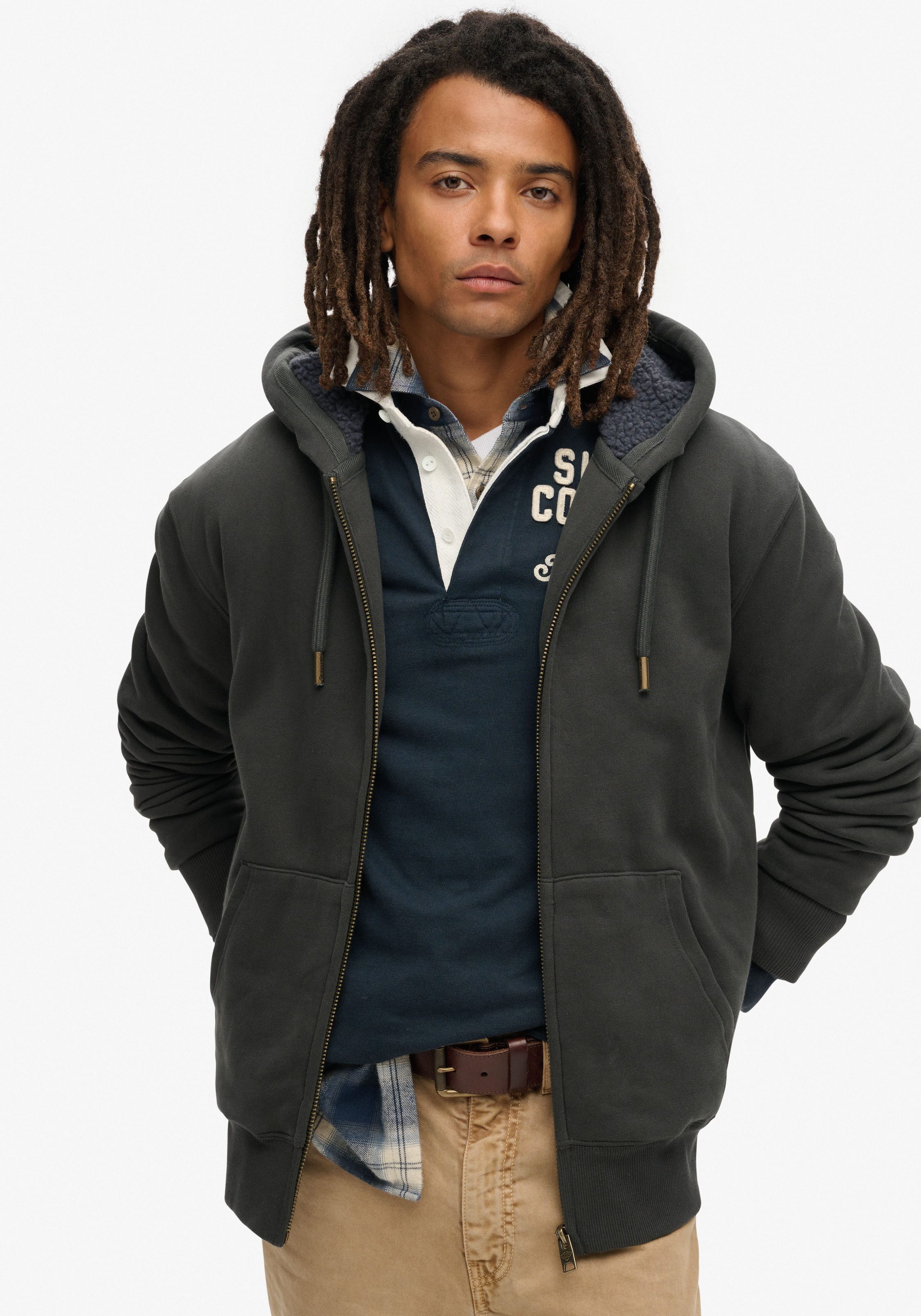 Superdry Kapuzensweatjacke Borg Lined Ziphood günstig online kaufen