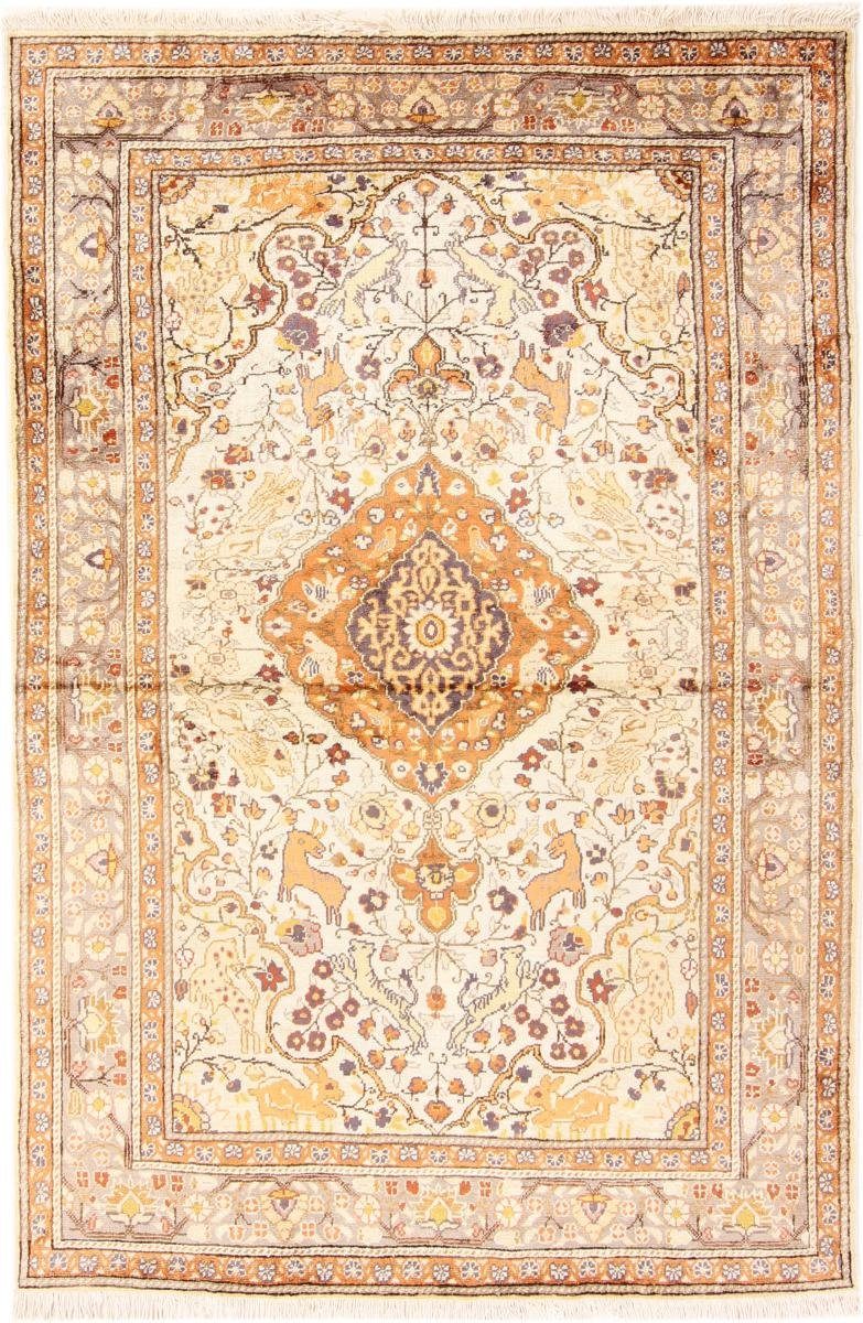 rechteckig, Seide Nain Trading, Seidenteppich Handgeknüpfter / 123x183 mm Höhe: Hereke Orientteppich 3 Perserteppich,