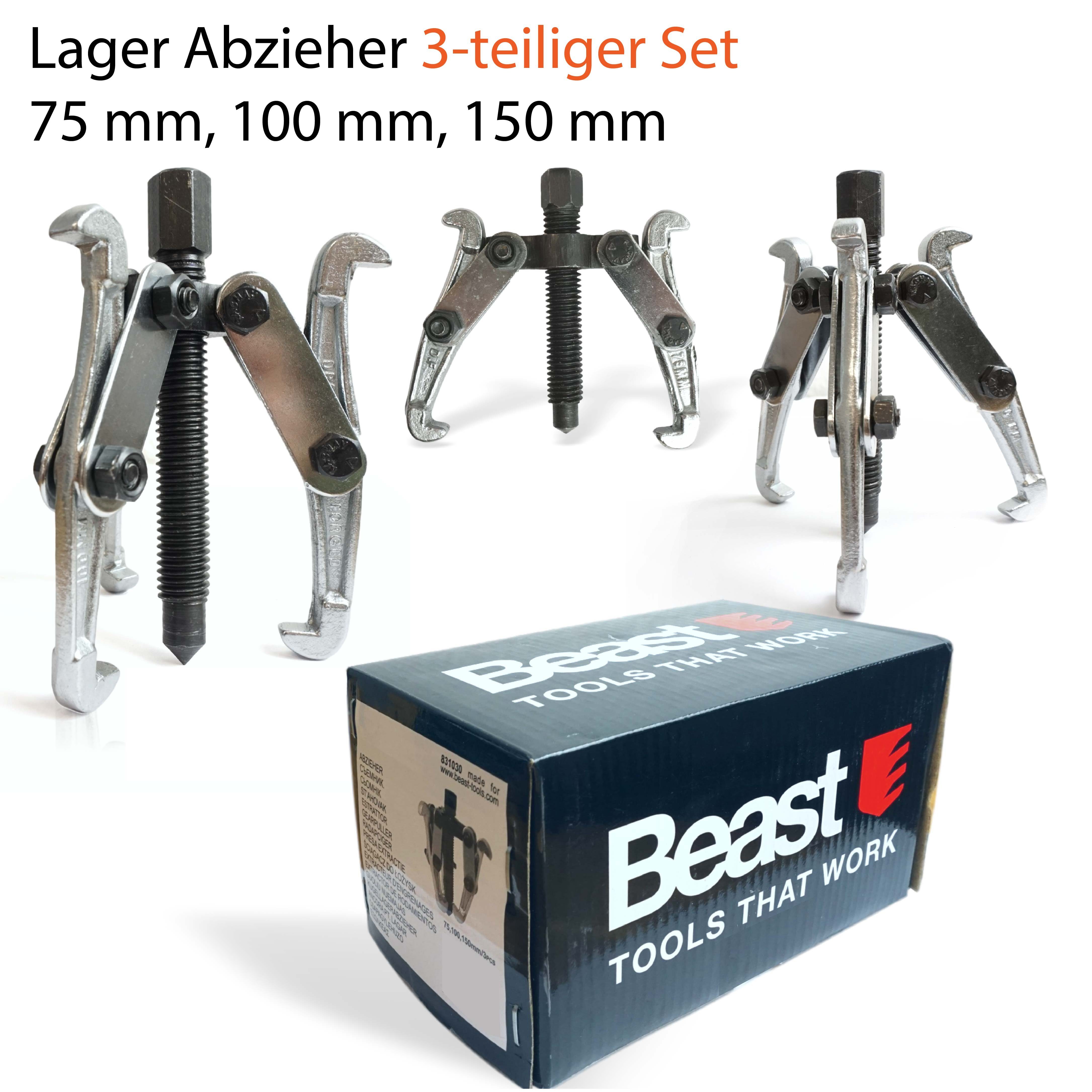 Jb - Perfect Radnabenabzieher Abzieher Werkzeug Lager 3-tlg. 75, 100, 150 mm Kugellager Innen Außen, verchromt