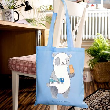 Mr. & Mrs. Panda Tragetasche Möbelpacker Herz - Sky Blue - Geschenk, Kollegin, Einkaufstasche, Sto (1-tlg), Lange Tragegriffe