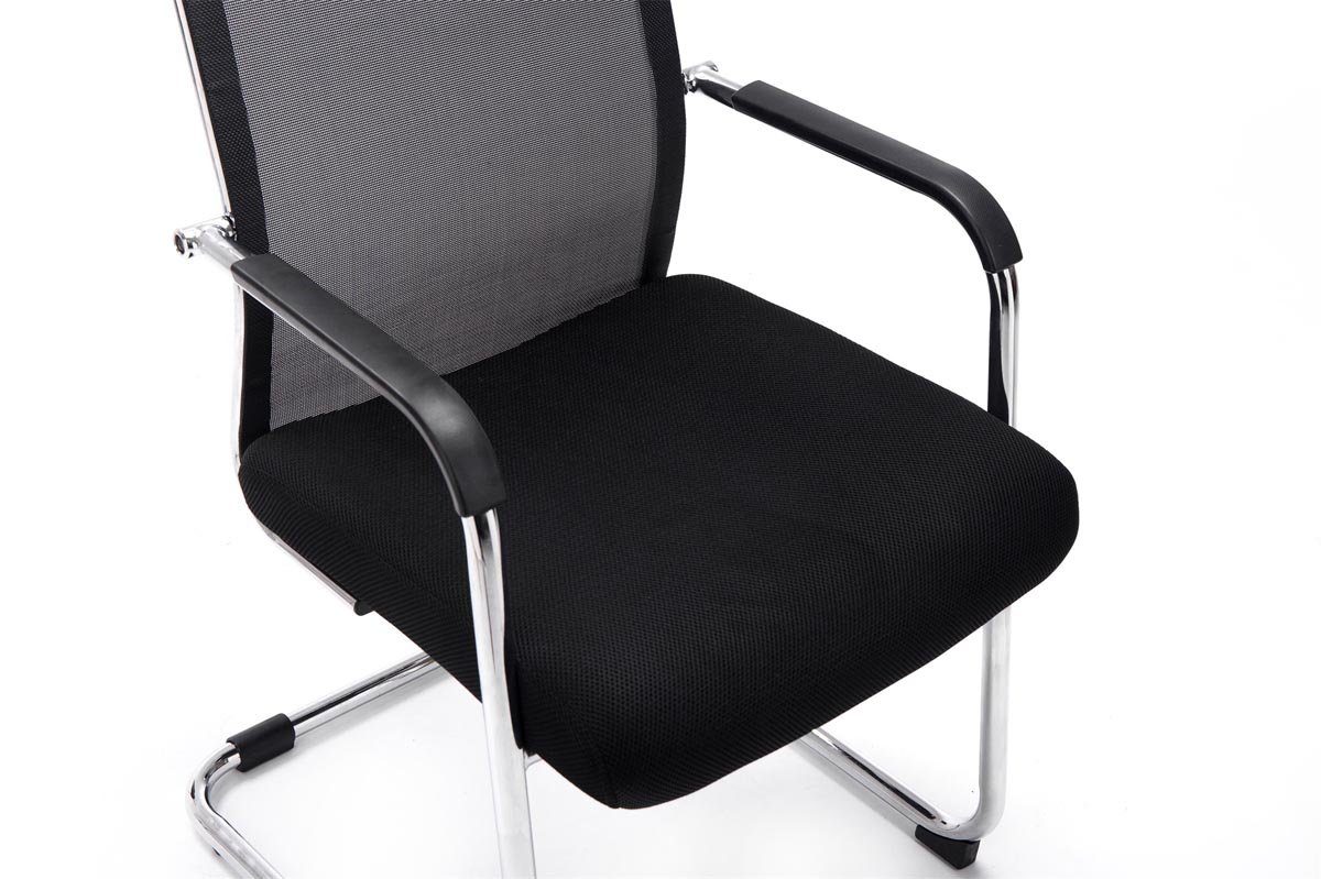 Metall Brent - Sitzfläche TPFLiving (Küchenstuhl - Besucherstuhl hochwertig gepolsterter Sitzfläche: Two - Konferenzstuhl Esszimmerstuhl - Netzbezug chrom Wohnzimmerstuhl), Gestell: mit schwarz