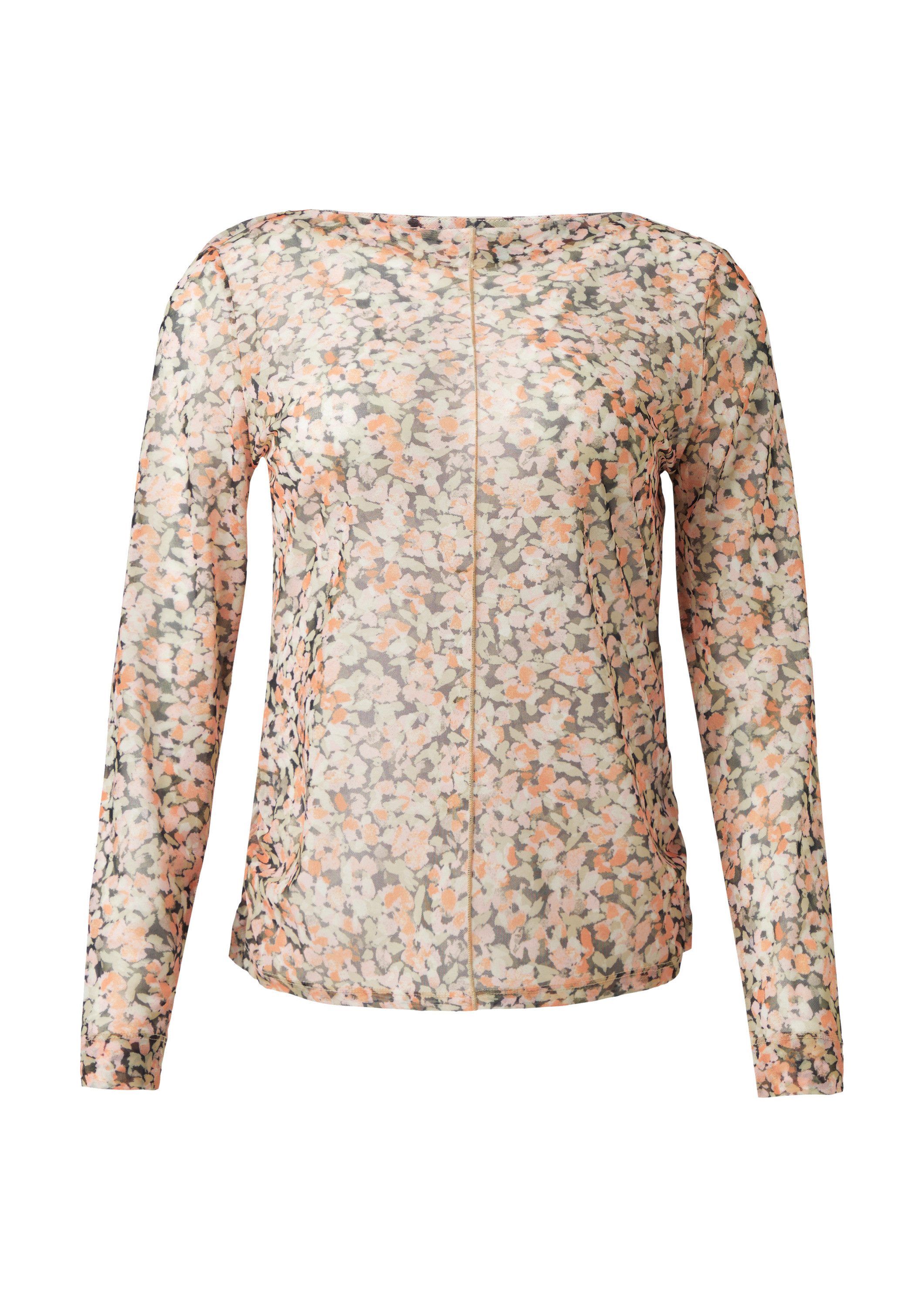 comma Langarmshirt T-Shirt Mesh-Langarmshirt mit floraler Musterung günstig online kaufen