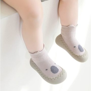 Fivejoy Baby-Bodenschuhe und Socken mit Gummisohlen und rutschfest Babystiefel (2-tlg) Anti-Rutsch-Sohle Baby Lauflernschuhe