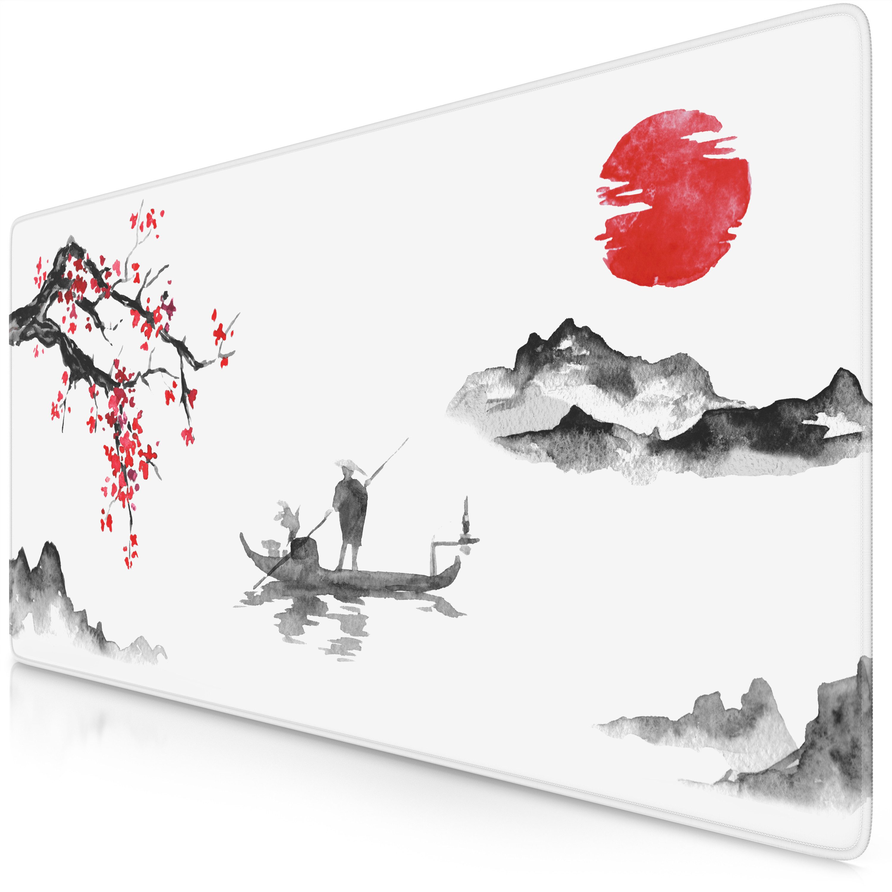 Titanwolf Gaming Mauspad XXL Speed Mousepad 900 x 400 x 3 mm, Schreibtischauflage, abwaschbar (1-St), rutschfeste Rückseite, Geschwindigkeit & Präzision, Ink Sakura 5