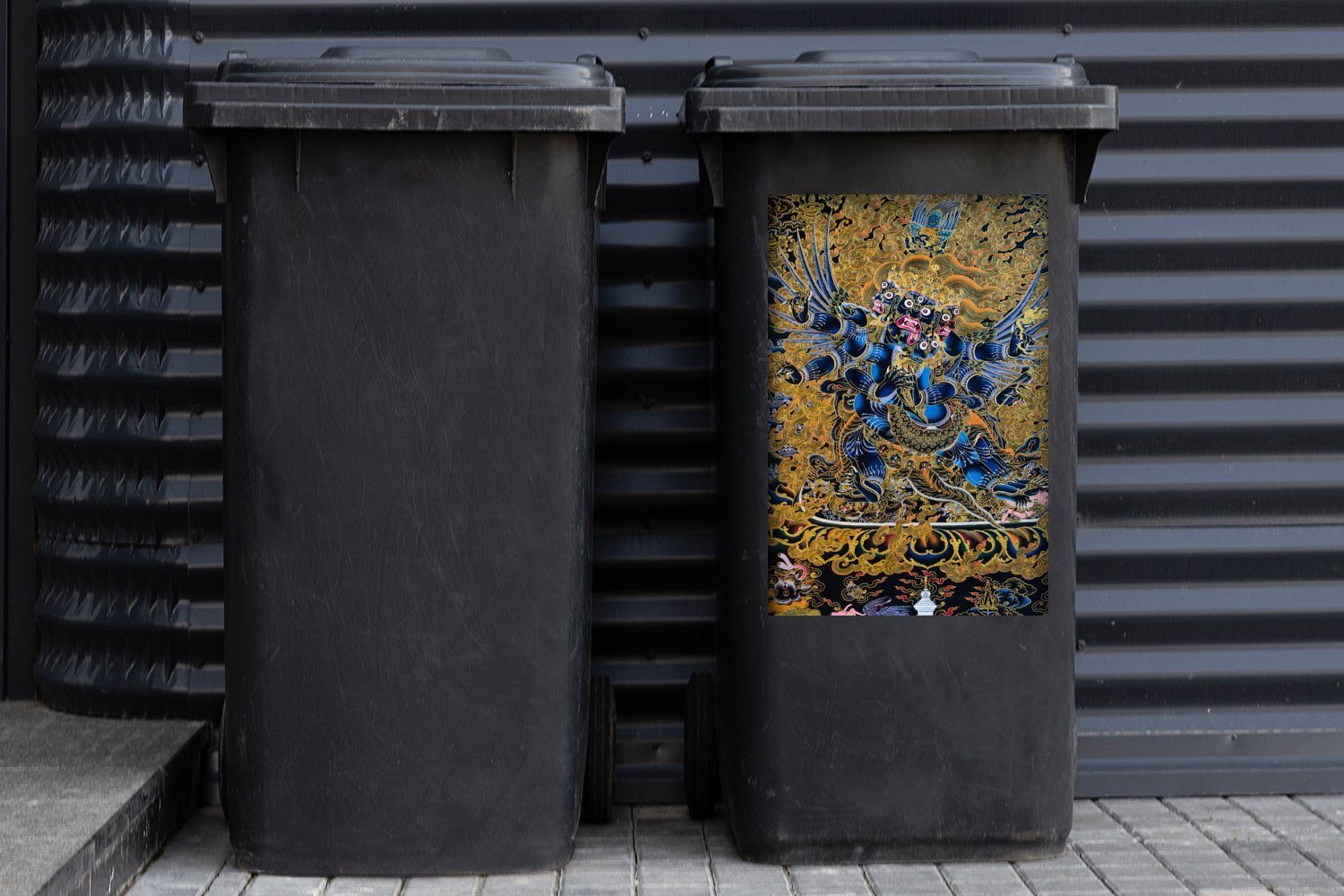 MuchoWow Abfalbehälter aus Mülltonne, (1 Mülleimer-aufkleber, Sticker, Bhutan Container, Kunst Wandsticker St),