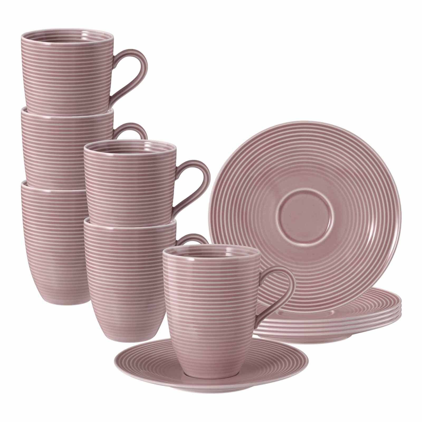 Seltmann Weiden Tasse Beat Color Glaze Henkelbecher mit Untertassen, 12-tlg., Porzellan