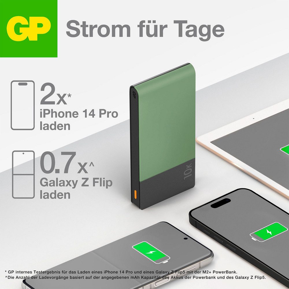 Gp GP GPACCM10C000 Powerbank 10000 mAh LiPo USB-A, USB-C® Moosgrün Powerbank 10000 mAh