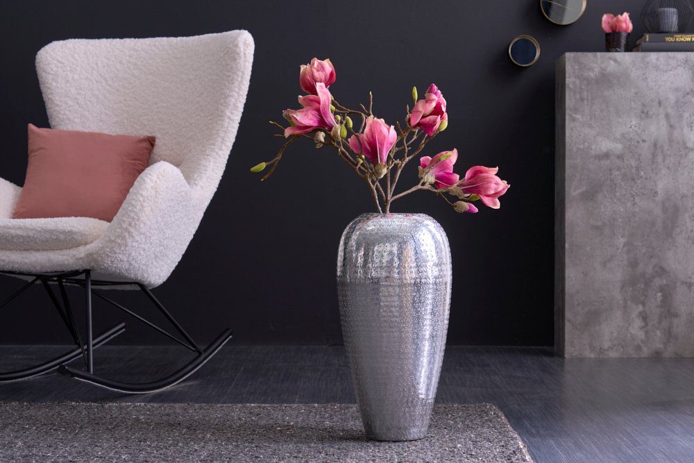 riess-ambiente Bodenvase ORIENTAL 50cm silber (1 St), Deko · Blumen · Hammerschlag Design · Metall