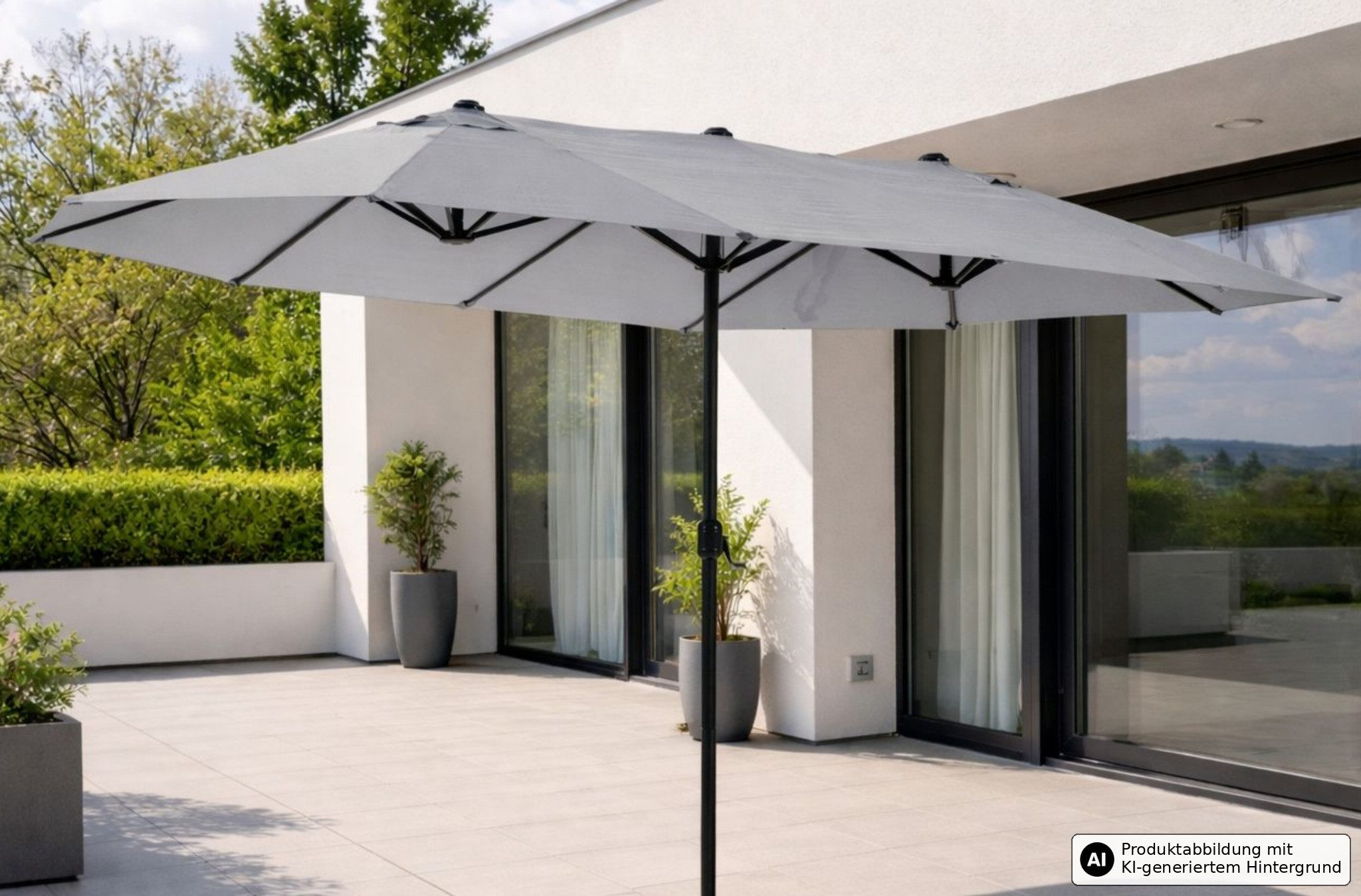 Leco Sonnenschirm Oval-Sonnenschirm Doppel-Sonnenschirm "DAS ORIGINAL" 4,6x2,7x2,45 m, LxB: 460x270 cm, 460 x 270 x H 245 cm