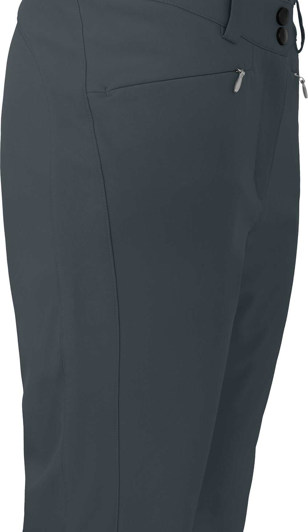 Bergson Skihose SAIMAA Damen Softshell Skihose, winddicht, elastisch, Kurzgrößen, dunkel grau