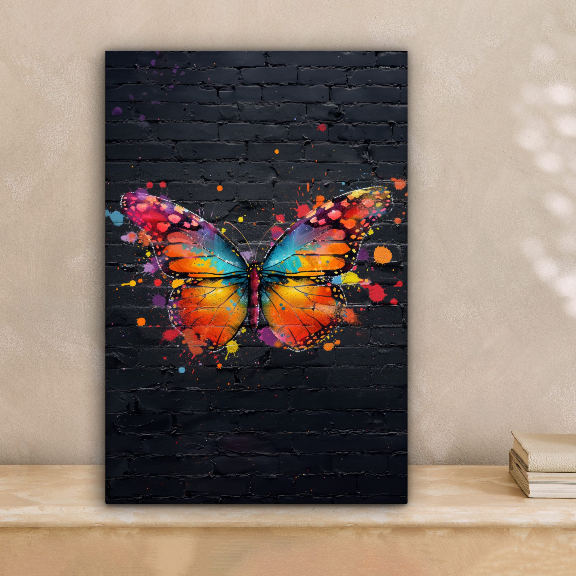 OneMillionCanvasses® Leinwandbild Schmetterling - Graffiti - Neonkunst - Fa günstig online kaufen