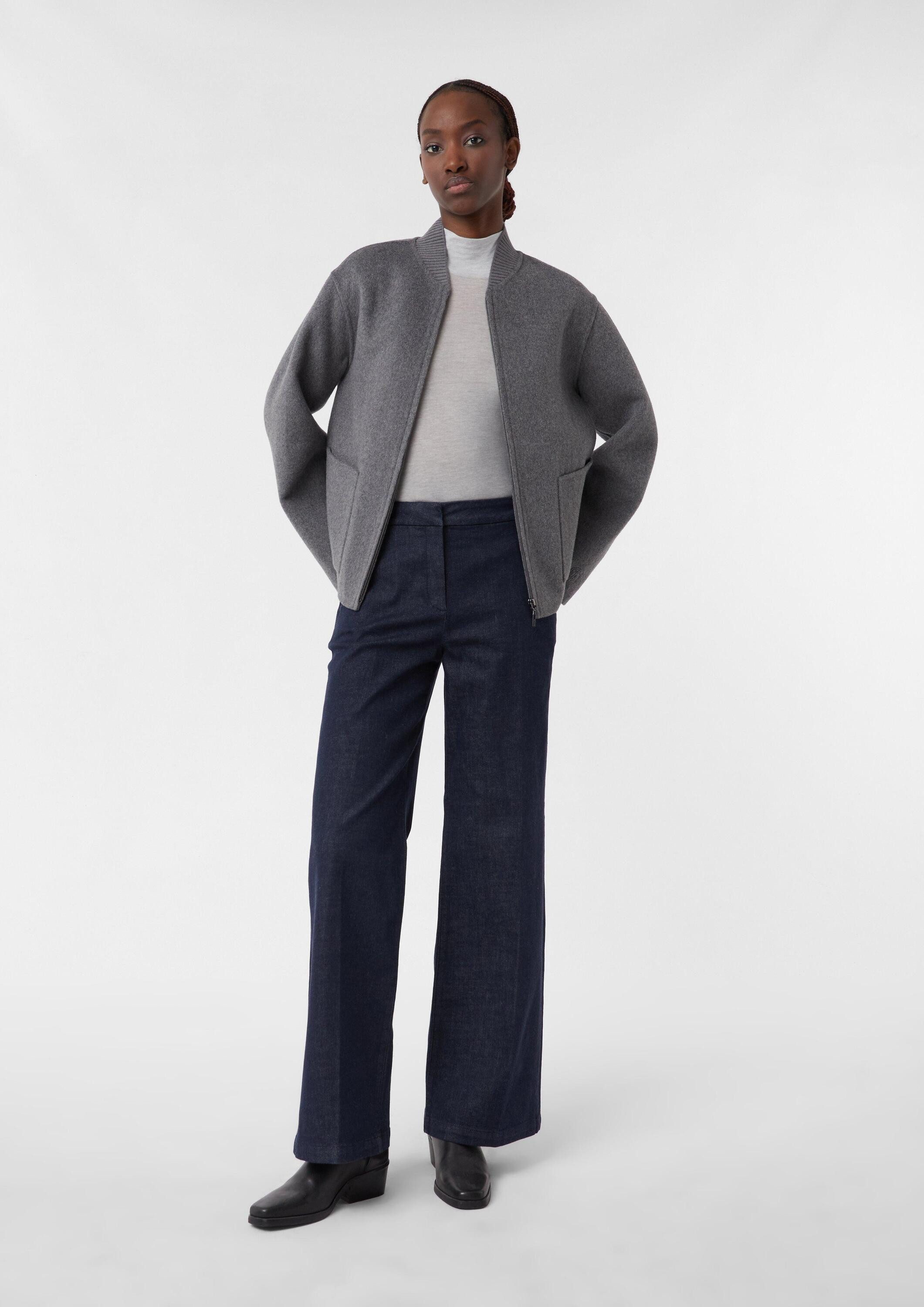 comma Regular-fit-Jeans Jeans-Hose Cleane Dark Denim mit weitem Bein