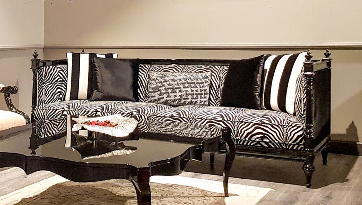 Casa Padrino Sofa Luxus Barock Sofa Zebra / Schwarz - Handgefertigtes Wohnzimmer Sofa im Barockstil - Edle Barock Wohnzimmer Möbel | Alle Sofas