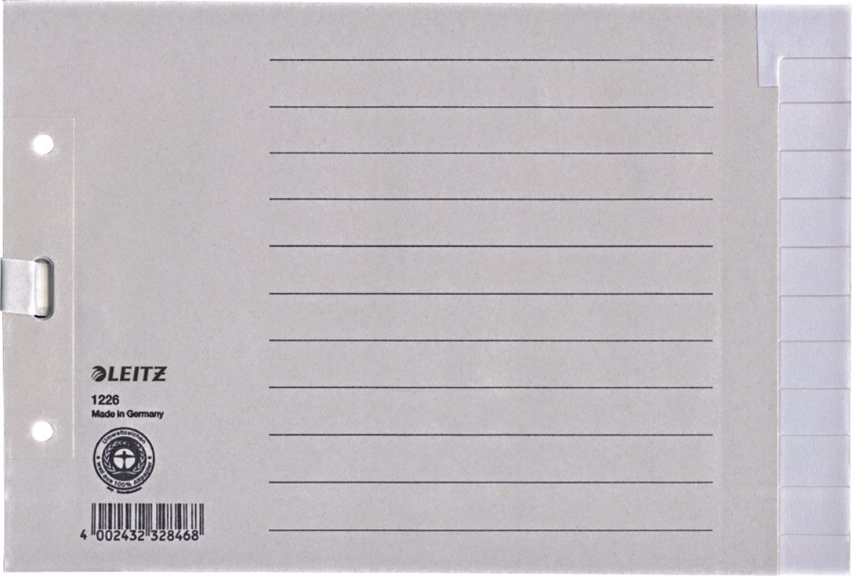 LEITZ Aktenordner Register A5quer blanko 12-teilig 100g/qm grau