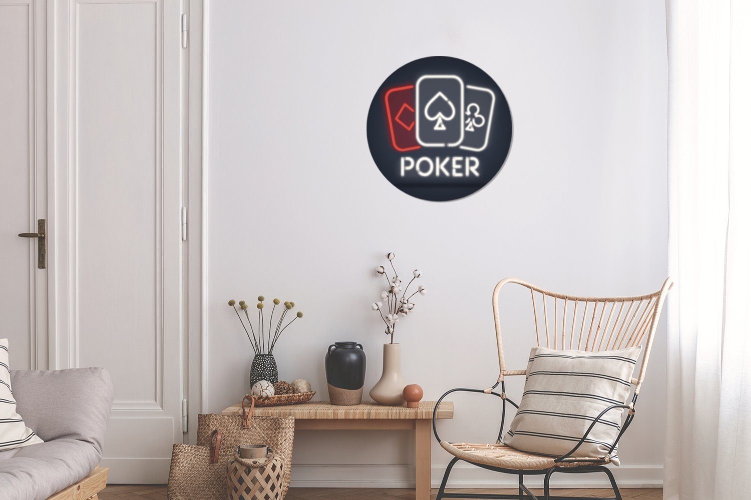 MuchoWow eines Pokersymbols, St), (1 Gemälde Wohnzimmer, cm Eine 30x30 Wandbild, Rundes Forex, Illustration Kreis Wanddekoration