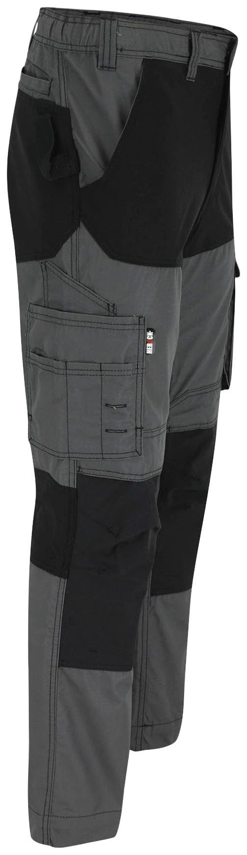 Multi-Pocket, Herock Arbeitshose Knietaschen Knopf, verstärkte Hoses verdeckter 4-Wege-Stretch, Hector grau