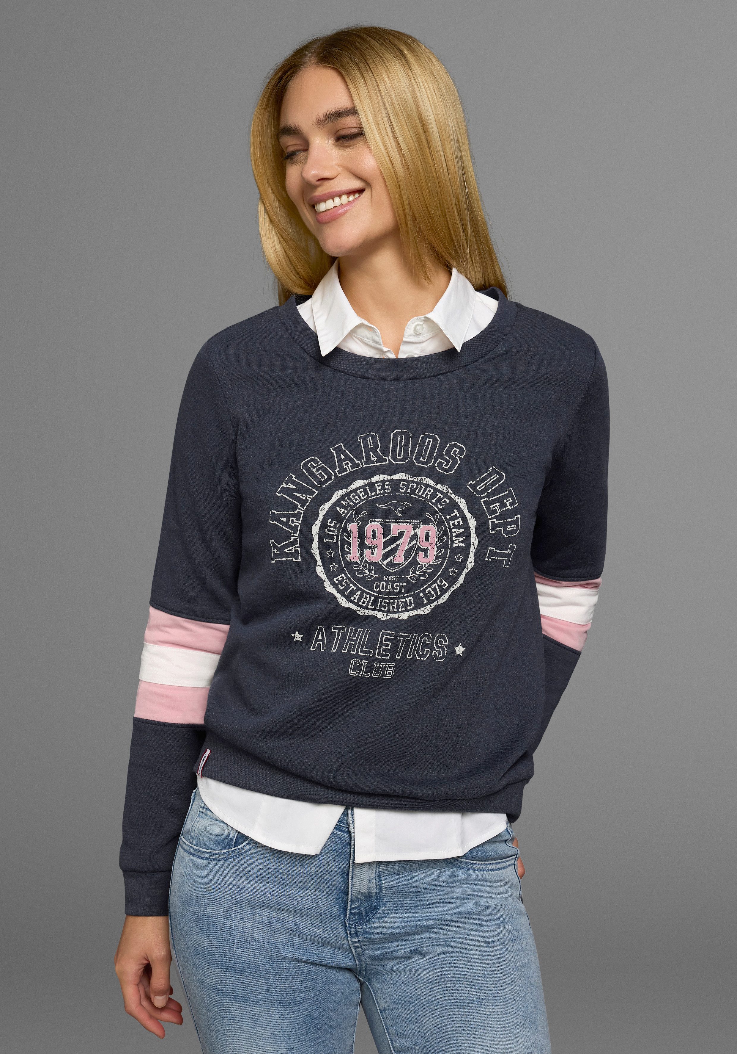 KangaROOS Sweatshirt Langarm, figurumschmeichelnde Passform, bedruckte Opti günstig online kaufen