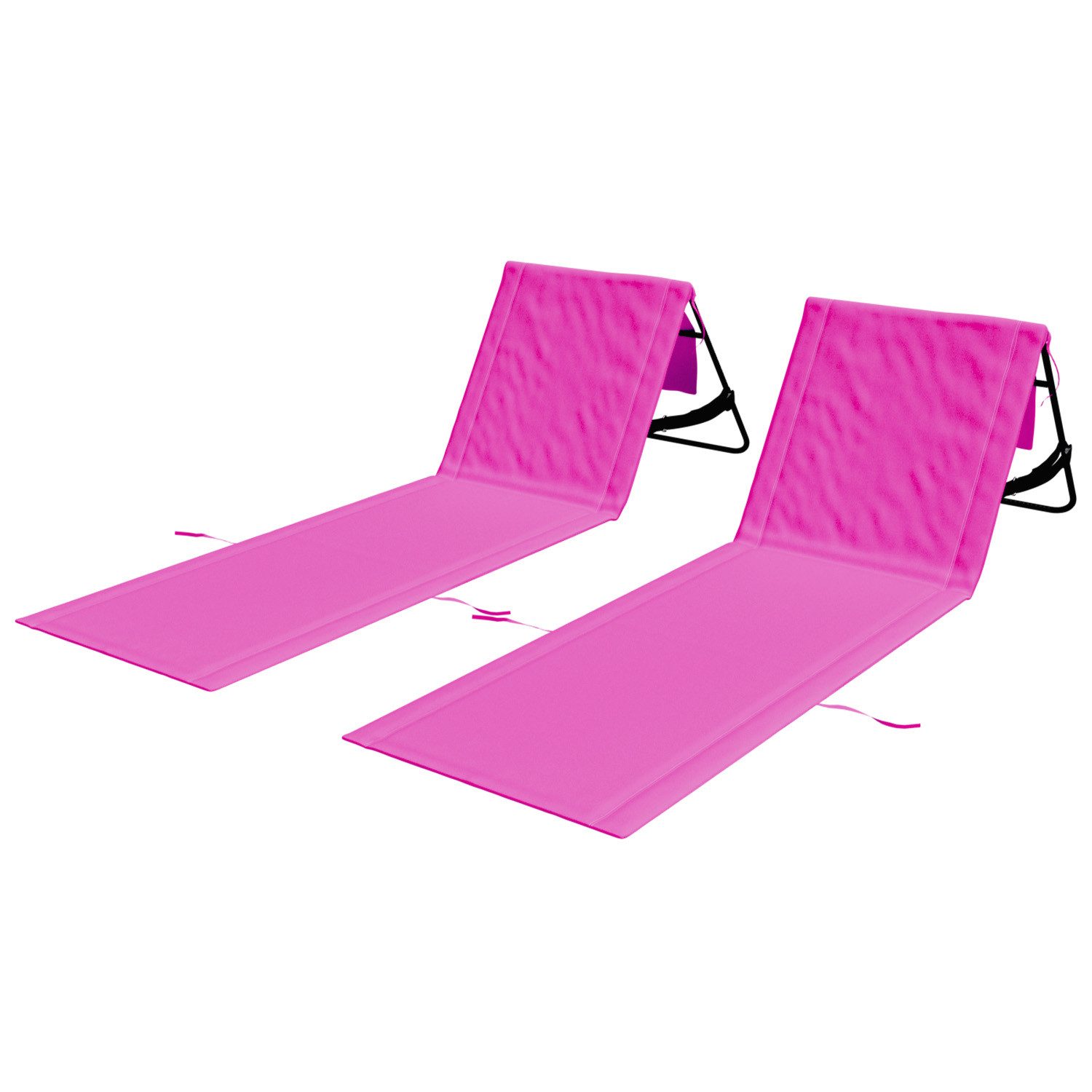24Move Strandtuch, Strandmatte Set, Klappbare Campingliege, Tragetasche, (für Urlaub oder Garten), faltbar zur Tasche und Gurt, 2er Set, rosa, Strandtuch