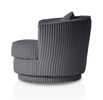 Furn.Design Loveseat Comfy (Komfortsessel in Mega Cord, inkl. Kissen, Ø 95 cm), 360° drehbar
