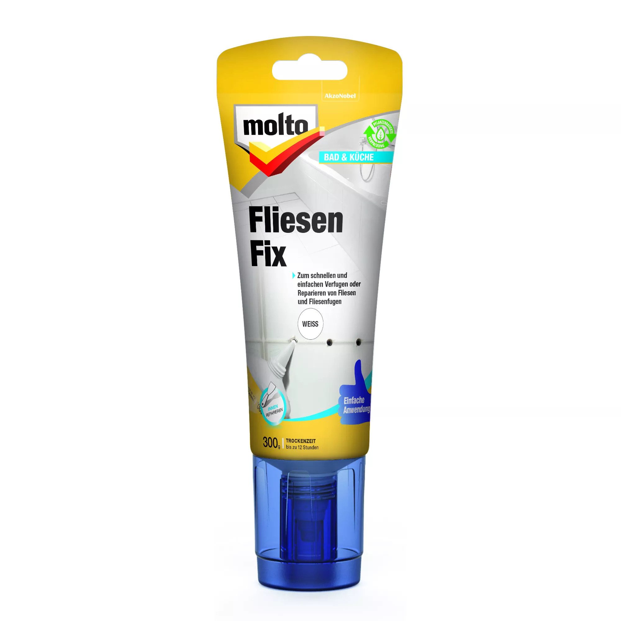 Molto Fliesenkleber Fliesenfix Molto 300g Fugen und Reparieren Fliesen Weiß/Grau