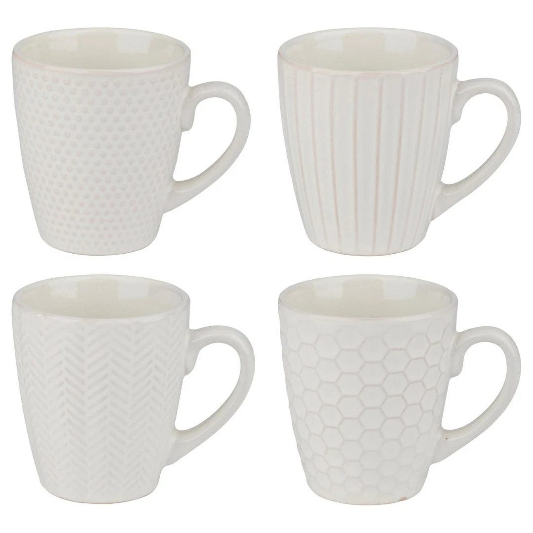 EDCO Tasse 4er Set Kaffeetassen 0,2 L Keramik Weiß Kaffeebecher, 4-tlg.