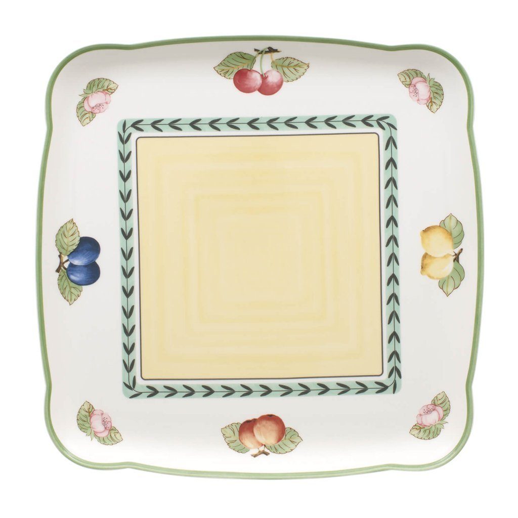 Villeroy & Boch Servierplatte Charm & Breakfast French Garden Platte quadratisch, Porzellan, (1-tlg), Premium Porcelain, mikrow.- & spülm.sicher, Made in Germany