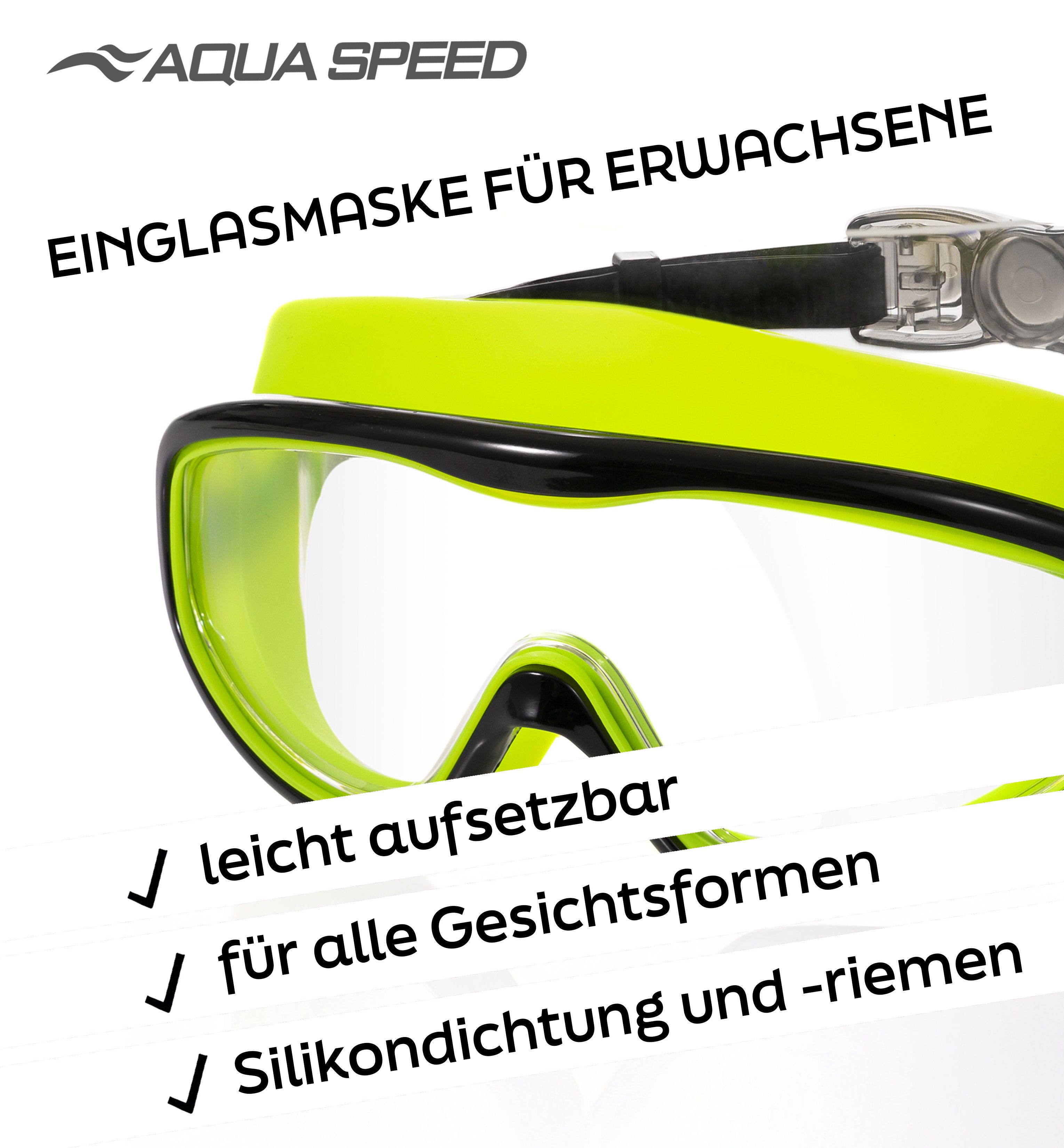 Aqua Speed Schnorchel RAY FS Tauchmaske mit Stoff-Kopfband für Erwachsene / Jugendliche (Einzel Schwimmmaske mit gehärtetem Glas), Taucherbrille Stoffband Einzellinse